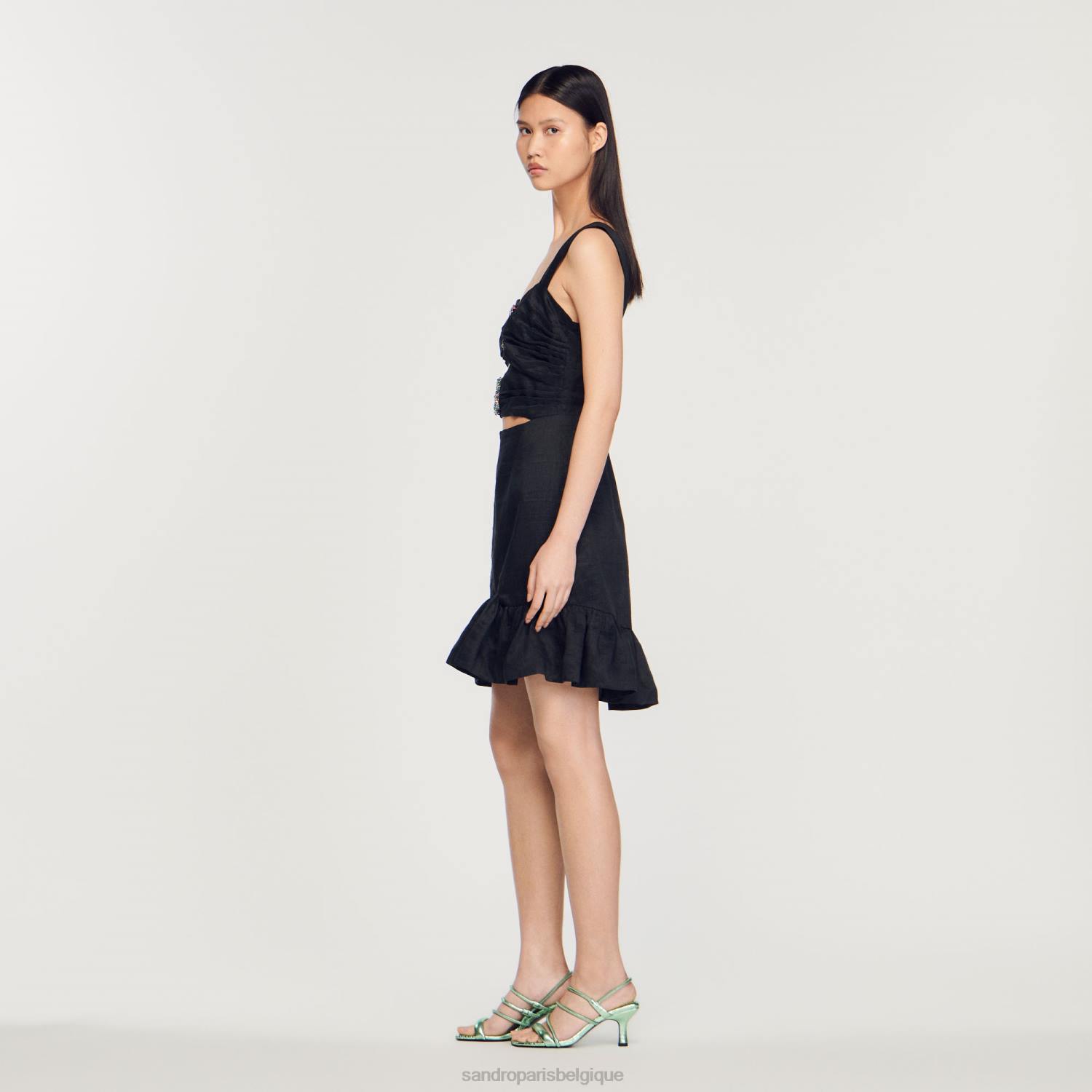 vêtements Sandro Paris robe courte avec bijoux noir femmes XLXD337