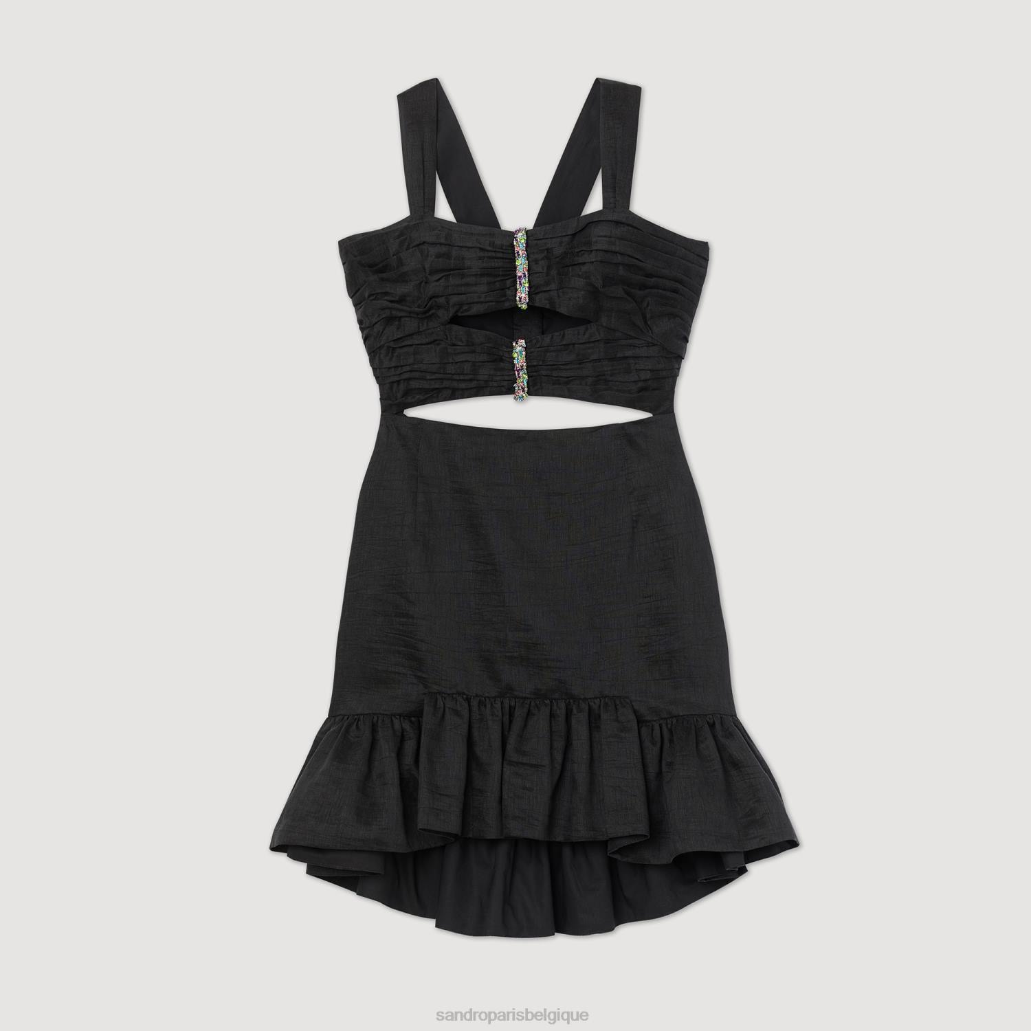 vêtements Sandro Paris robe courte avec bijoux noir femmes XLXD337