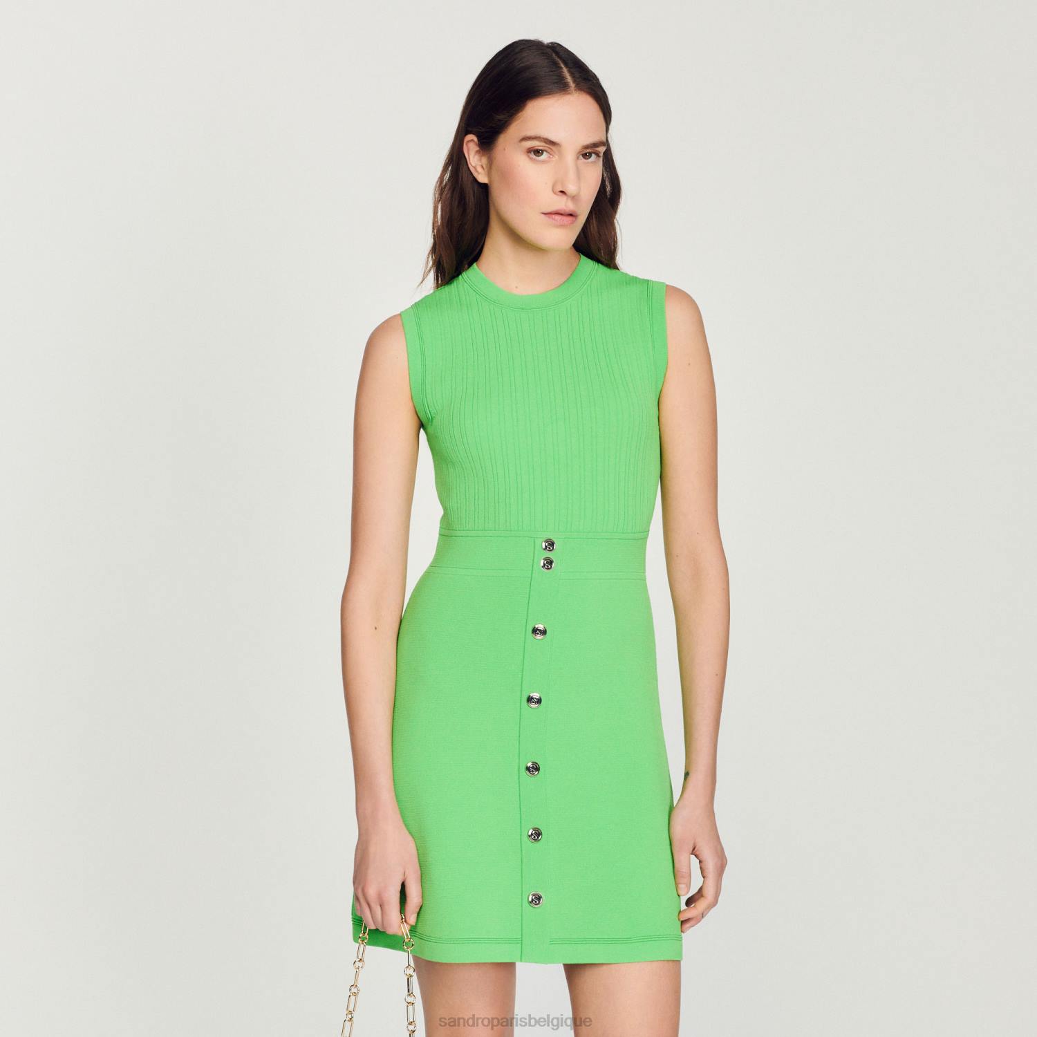 vêtements Sandro Paris robe courte avec boutons vert femmes XLXD342