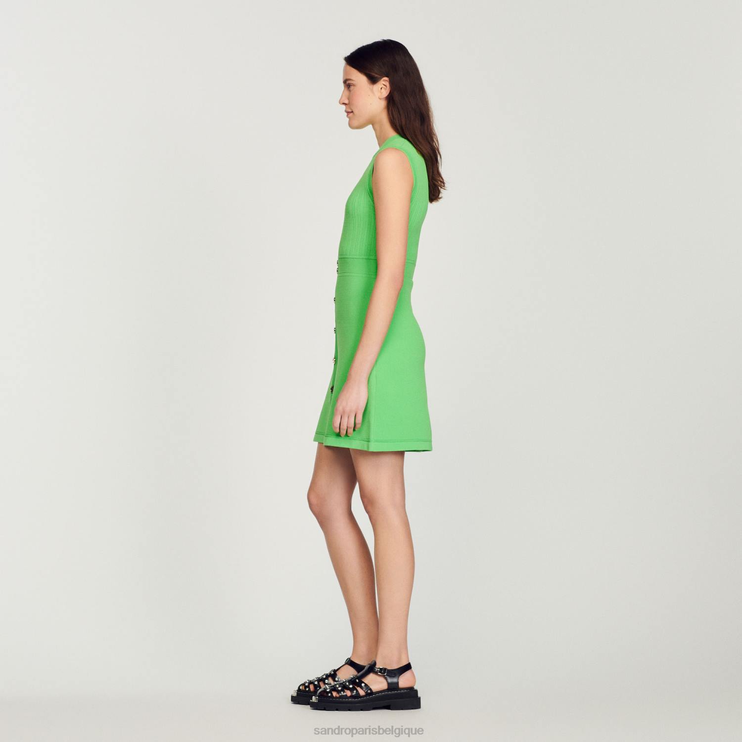 vêtements Sandro Paris robe courte avec boutons vert femmes XLXD342