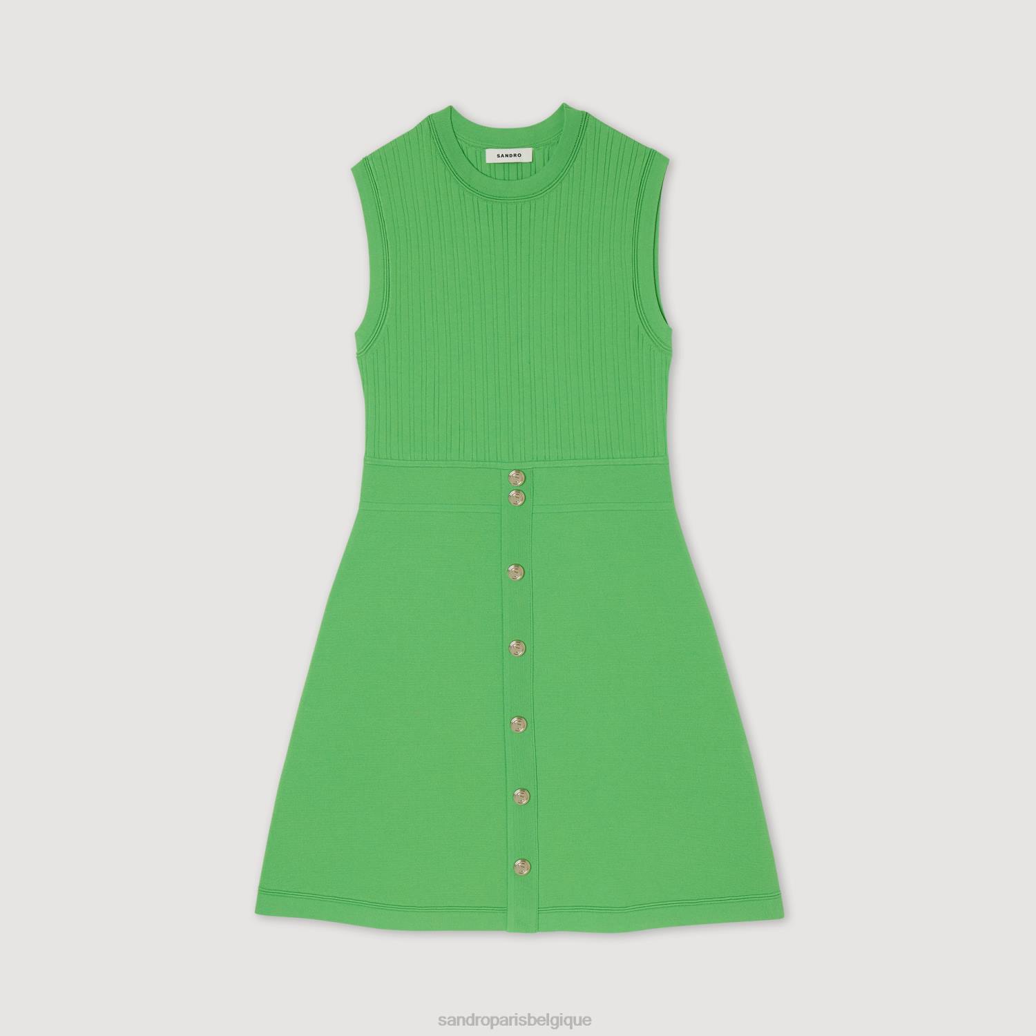 vêtements Sandro Paris robe courte avec boutons vert femmes XLXD342