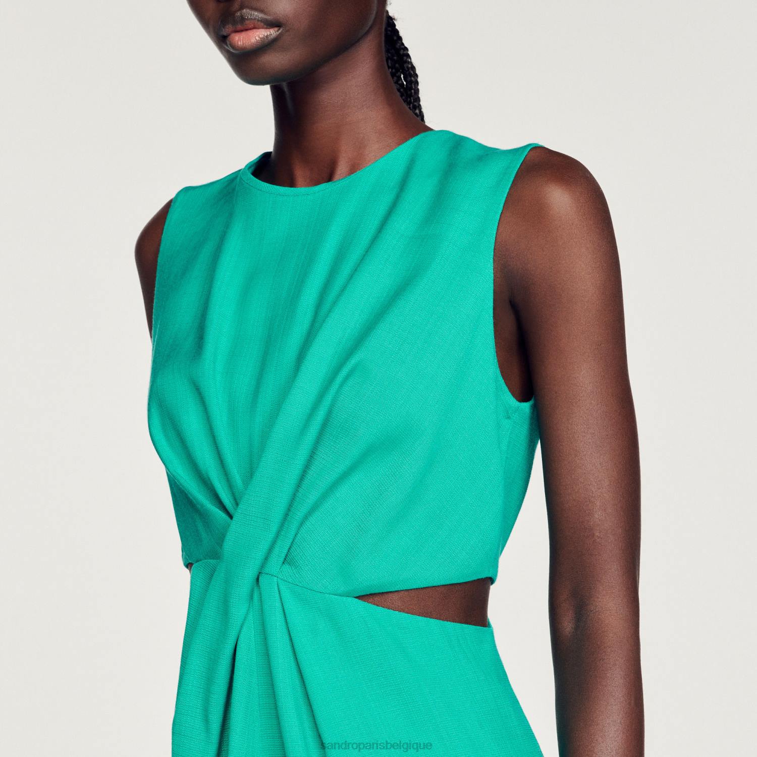 vêtements Sandro Paris robe courte avec découpes vert emeuraude femmes XLXD417