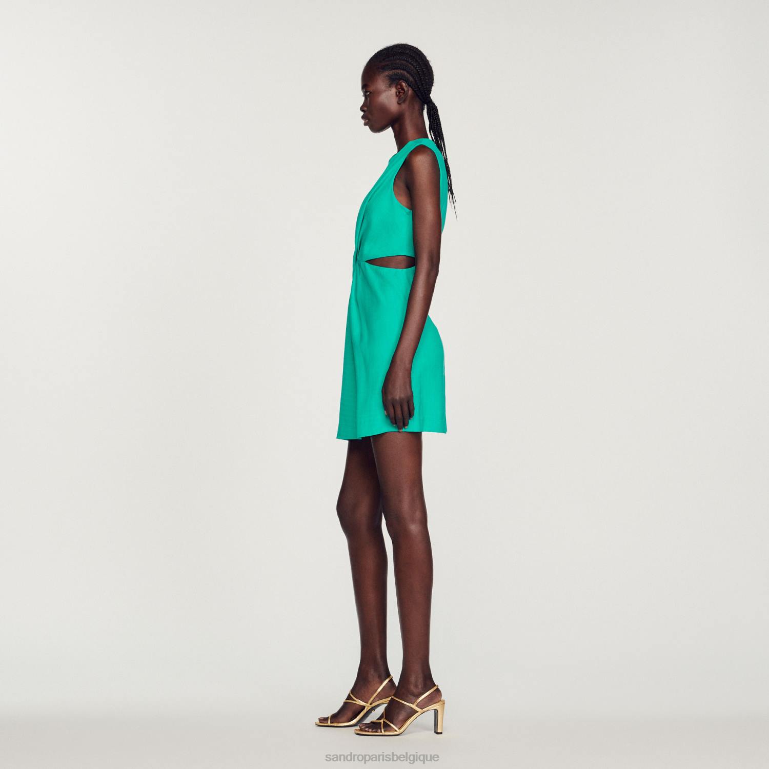 vêtements Sandro Paris robe courte avec découpes vert emeuraude femmes XLXD417