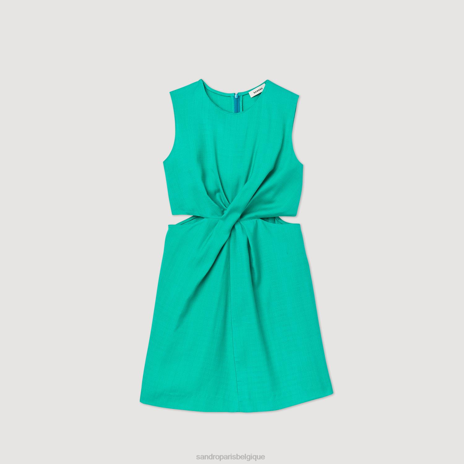 vêtements Sandro Paris robe courte avec découpes vert emeuraude femmes XLXD417