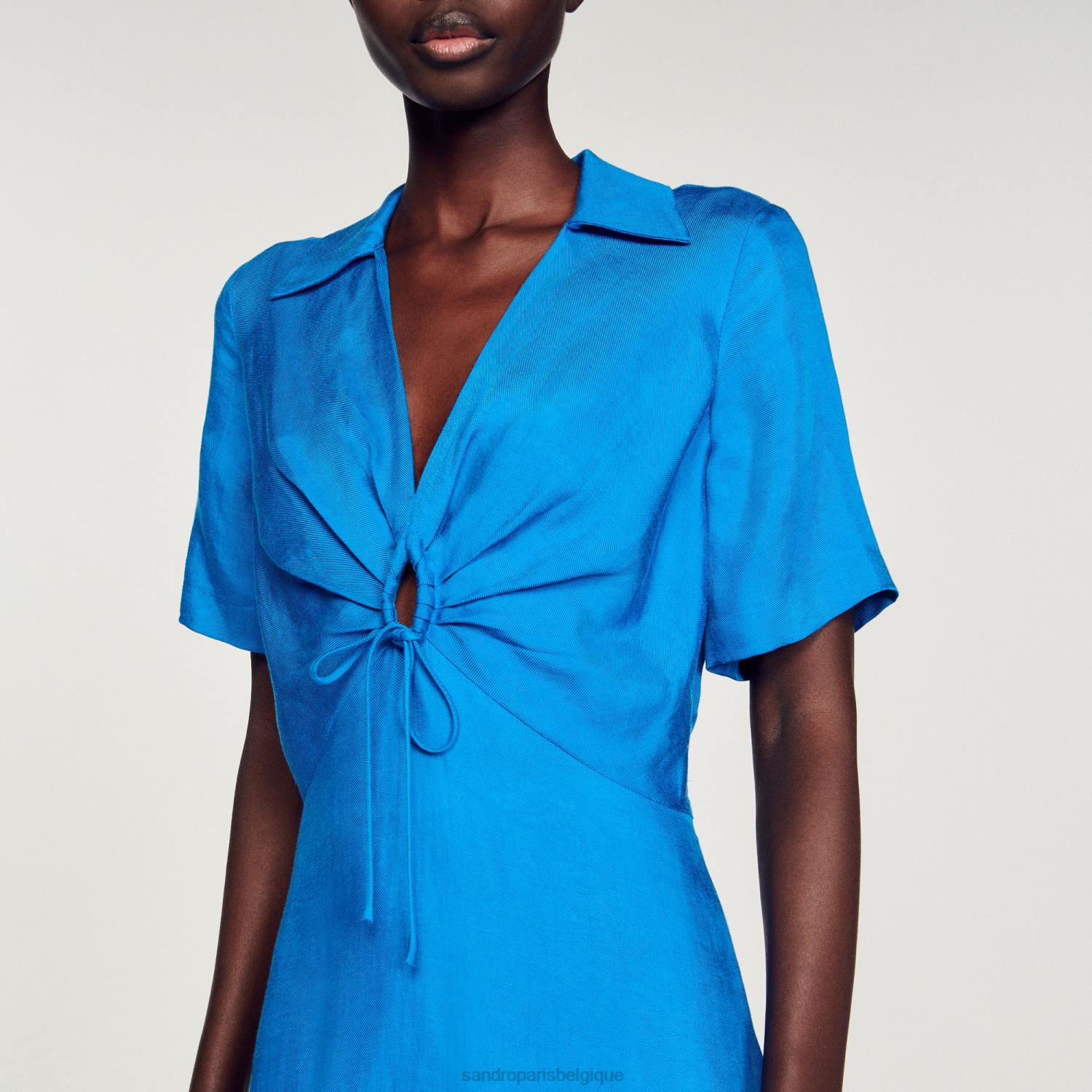 vêtements Sandro Paris robe courte avec liens bleu femmes XLXD328