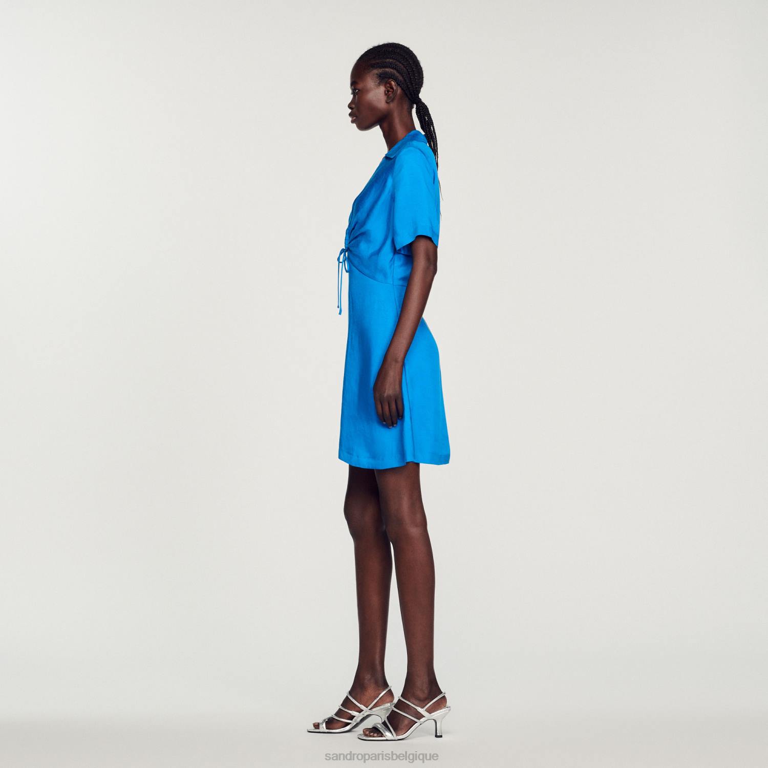 vêtements Sandro Paris robe courte avec liens bleu femmes XLXD328