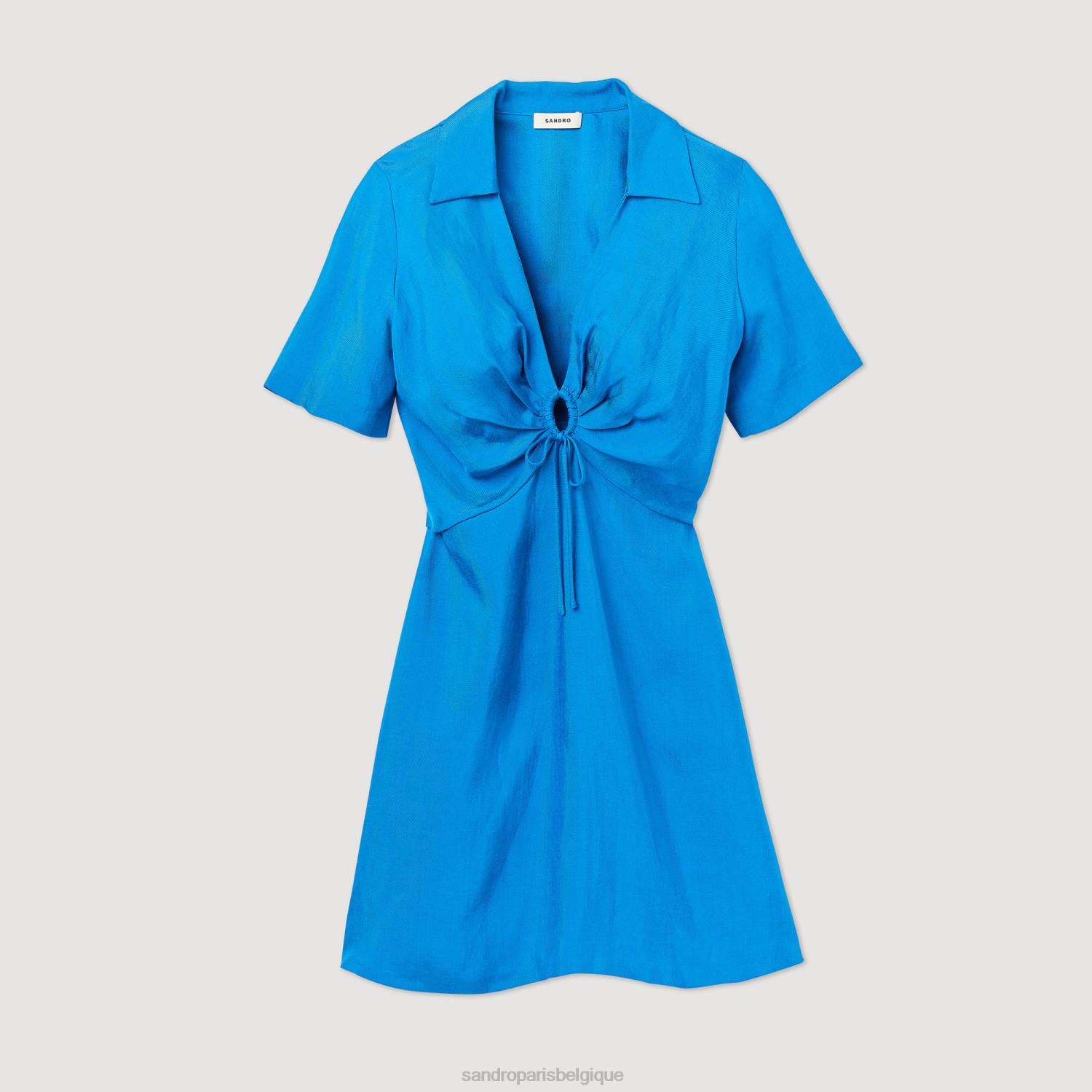 vêtements Sandro Paris robe courte avec liens bleu femmes XLXD328