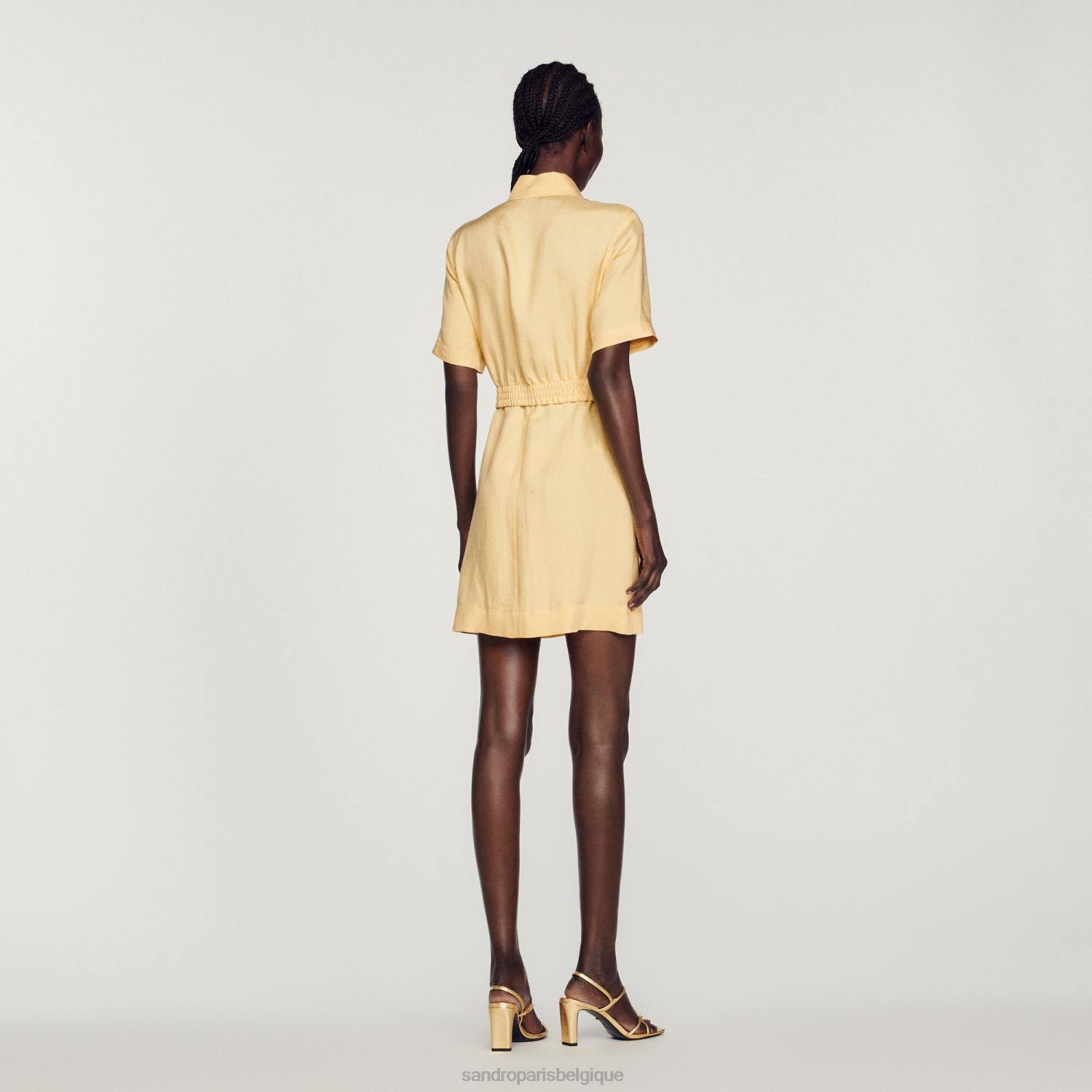 vêtements Sandro Paris robe courte boutonnée vanille femmes XLXD311