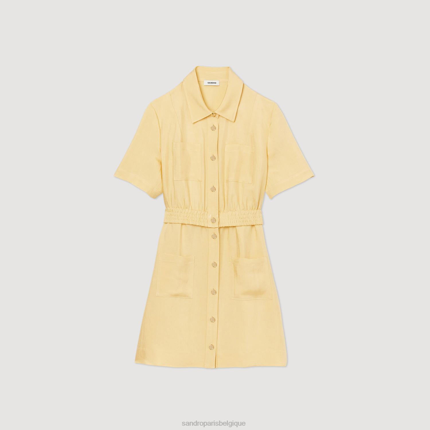 vêtements Sandro Paris robe courte boutonnée vanille femmes XLXD311