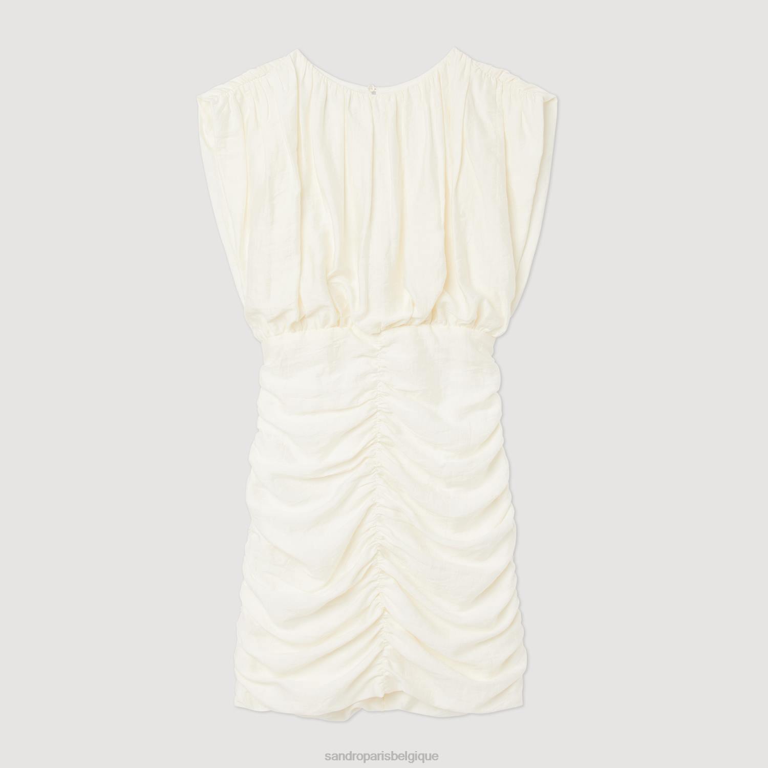 vêtements Sandro Paris robe courte drapée écru femmes XLXD224