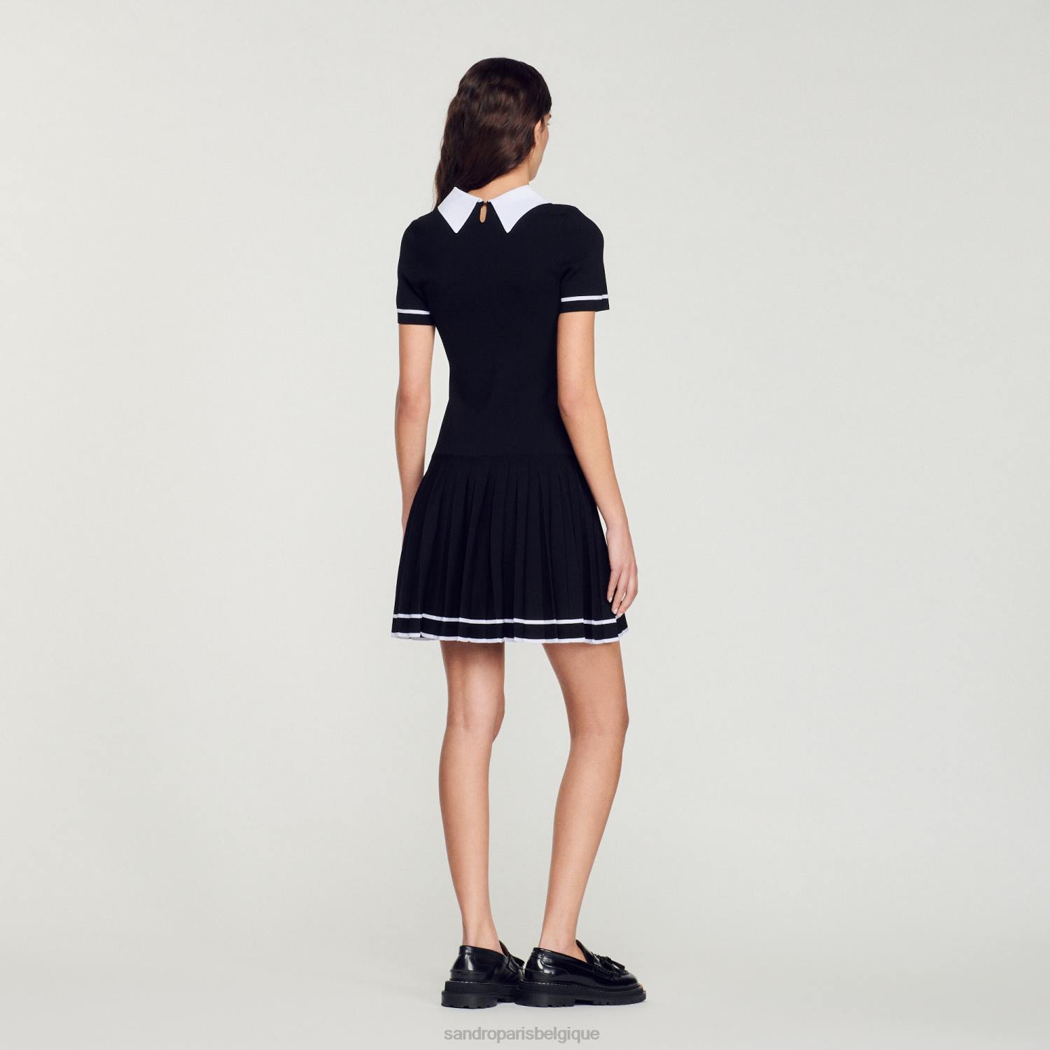 vêtements Sandro Paris robe courte en maille noir femmes XLXD238
