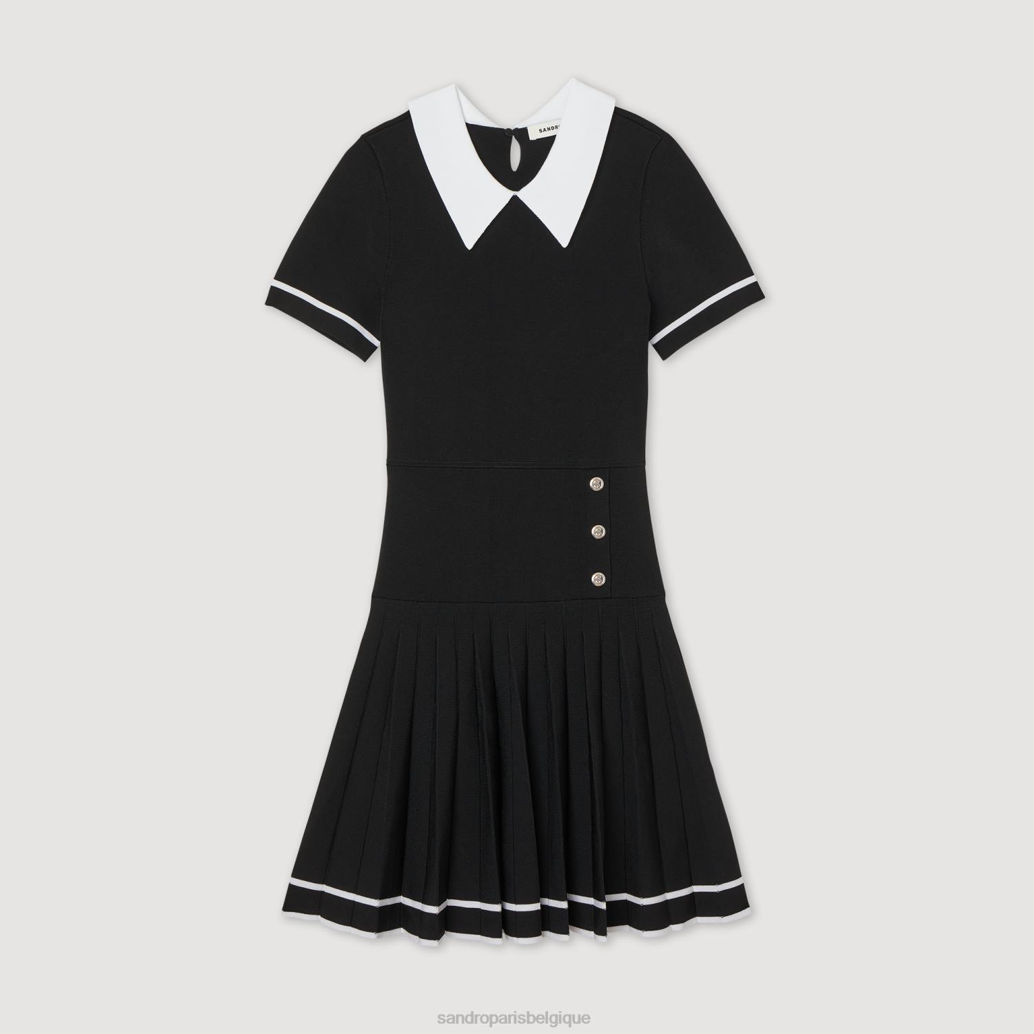 vêtements Sandro Paris robe courte en maille noir femmes XLXD238