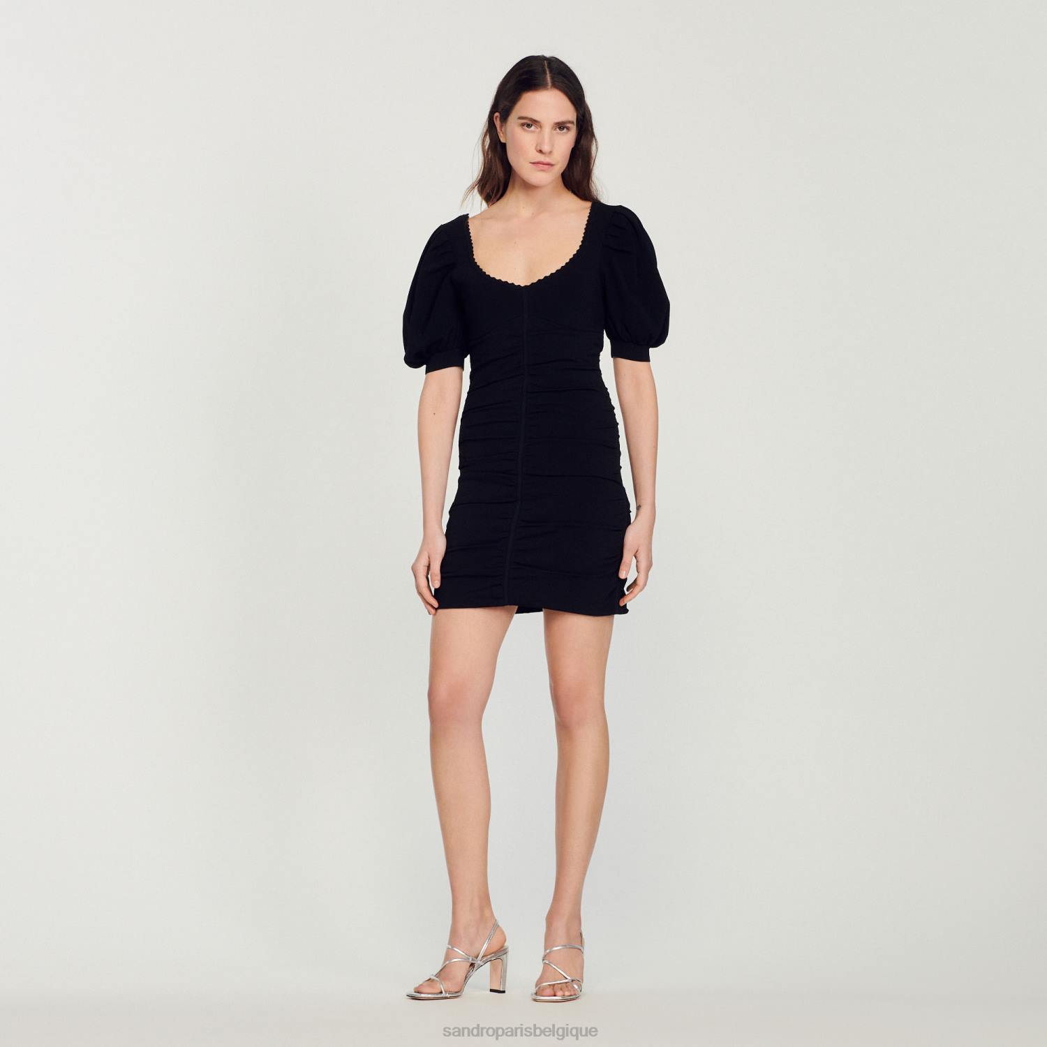 vêtements Sandro Paris robe courte en maille noir femmes XLXD362
