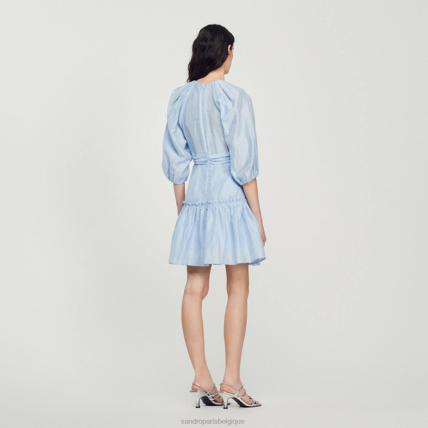 vêtements Sandro Paris robe courte froncée bleu femmes XLXD364