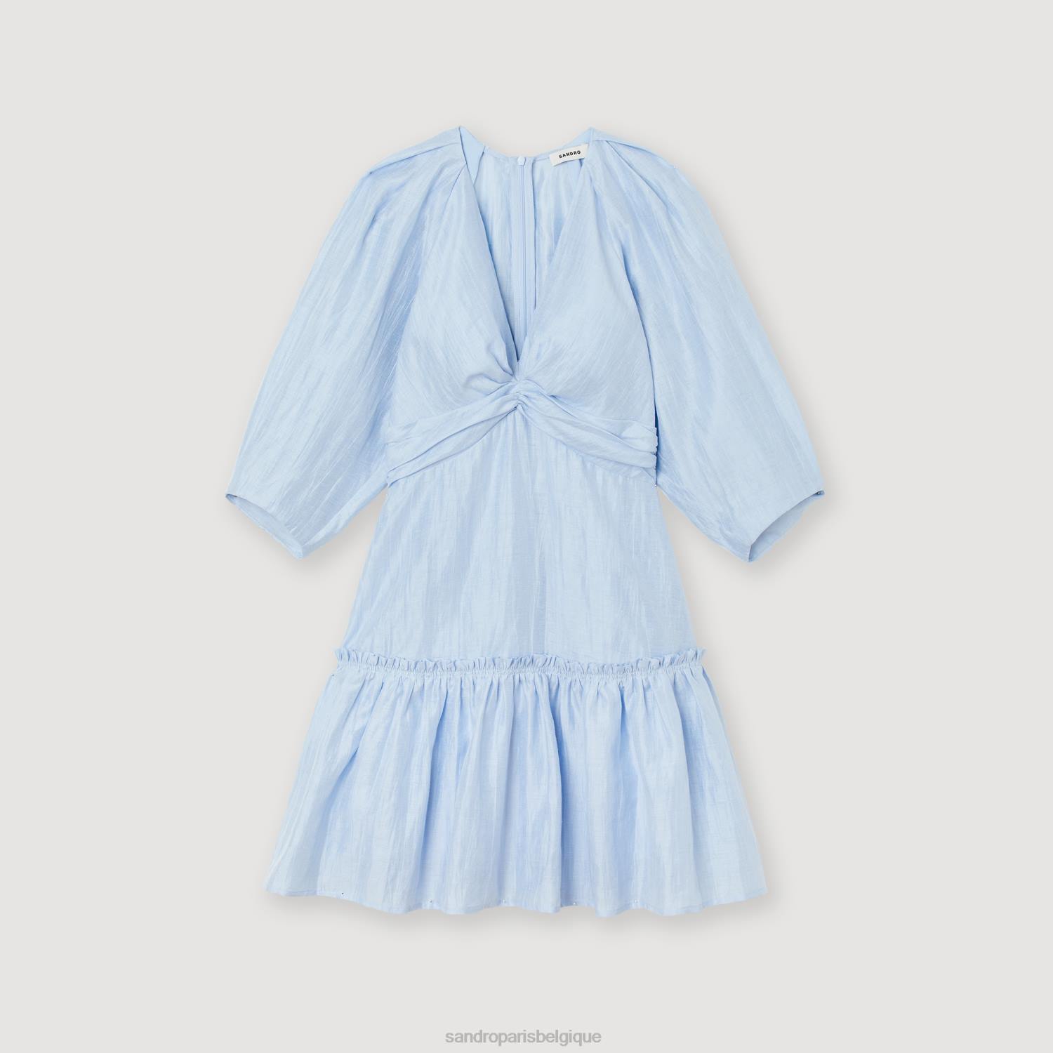vêtements Sandro Paris robe courte froncée bleu femmes XLXD364