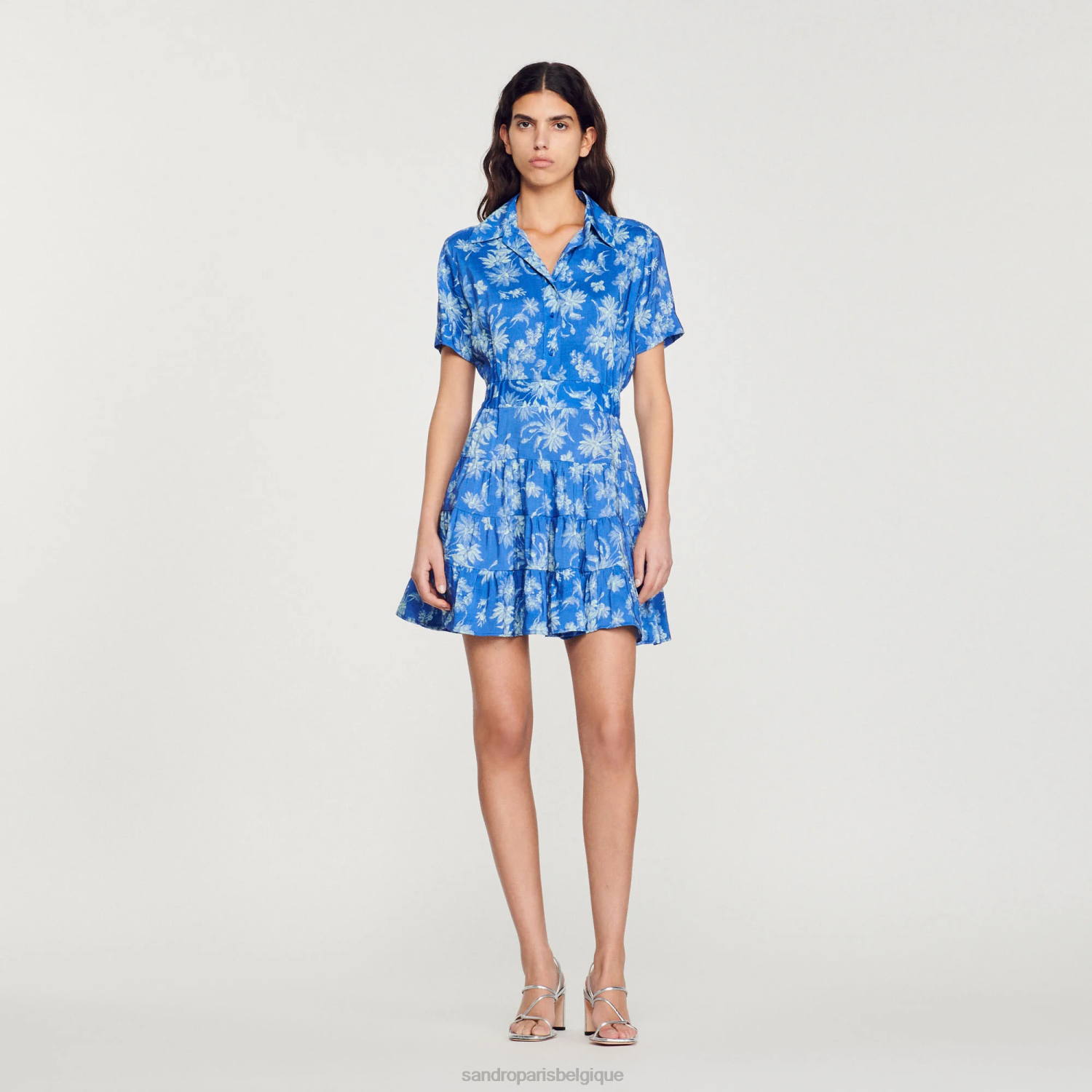 vêtements Sandro Paris robe courte imprimée bleu femmes XLXD349