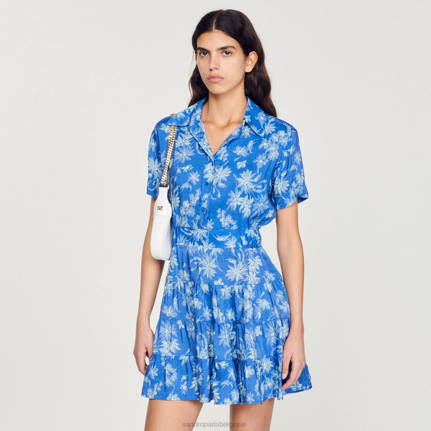 vêtements Sandro Paris robe courte imprimée bleu femmes XLXD349
