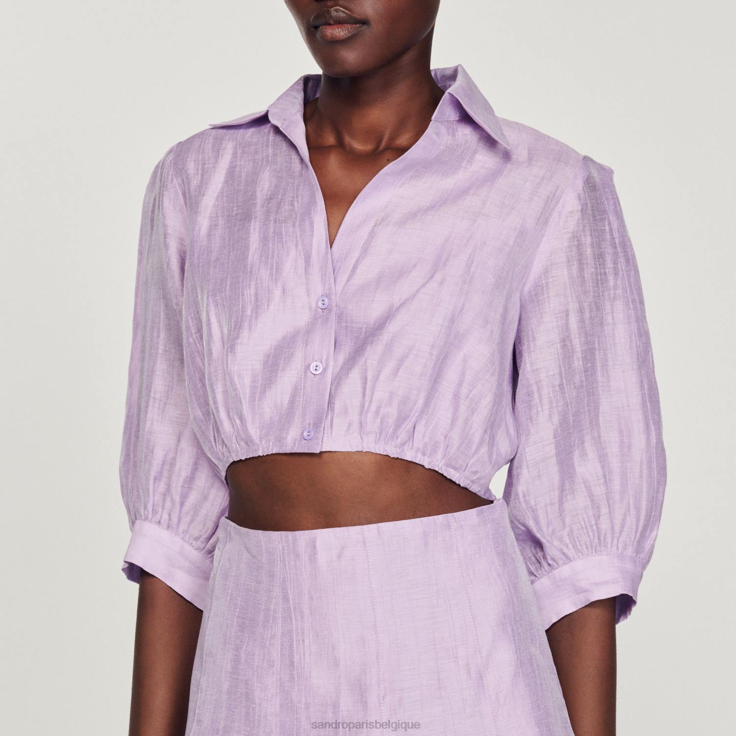 vêtements Sandro Paris robe courte ouverte mauve femmes XLXD359