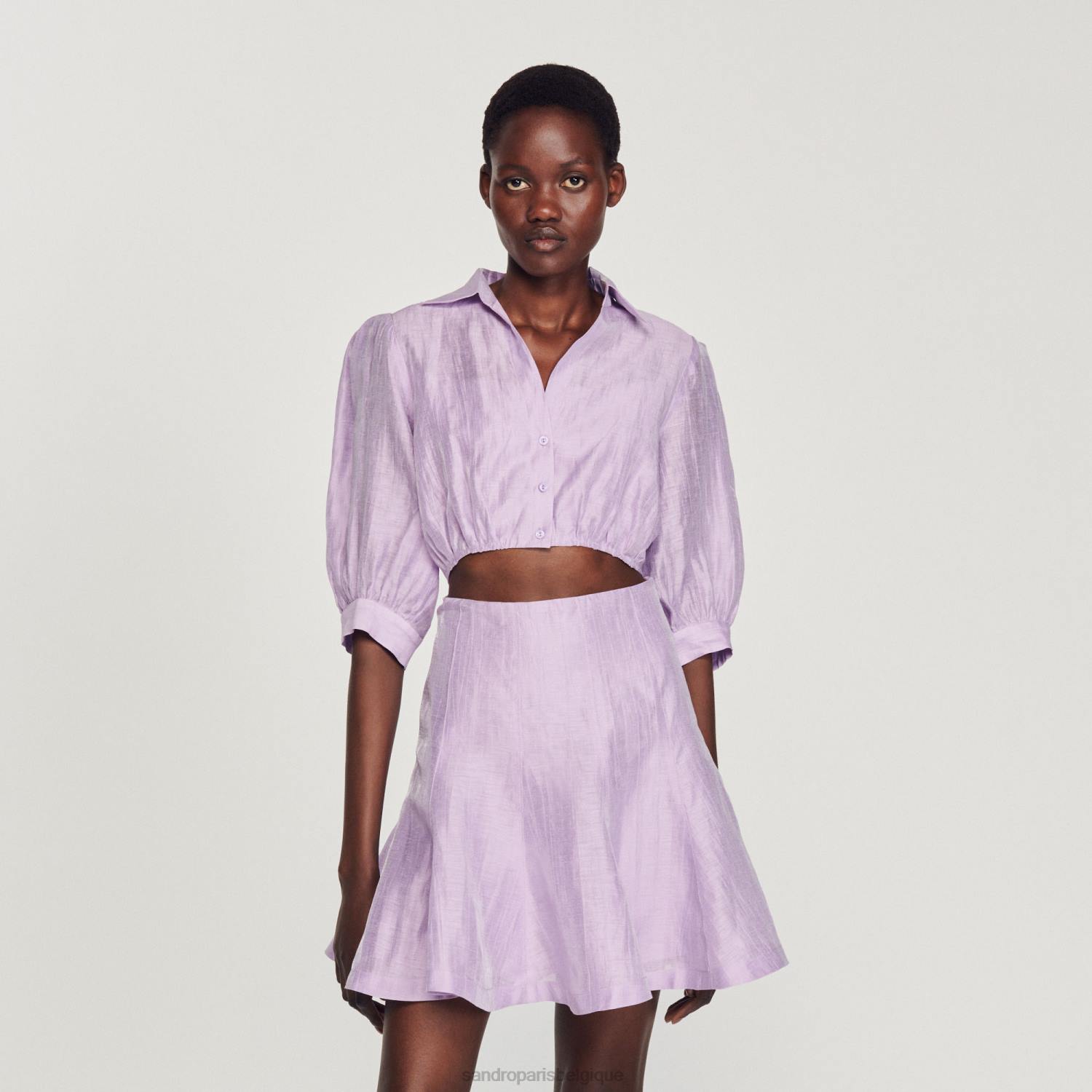 vêtements Sandro Paris robe courte ouverte mauve femmes XLXD359