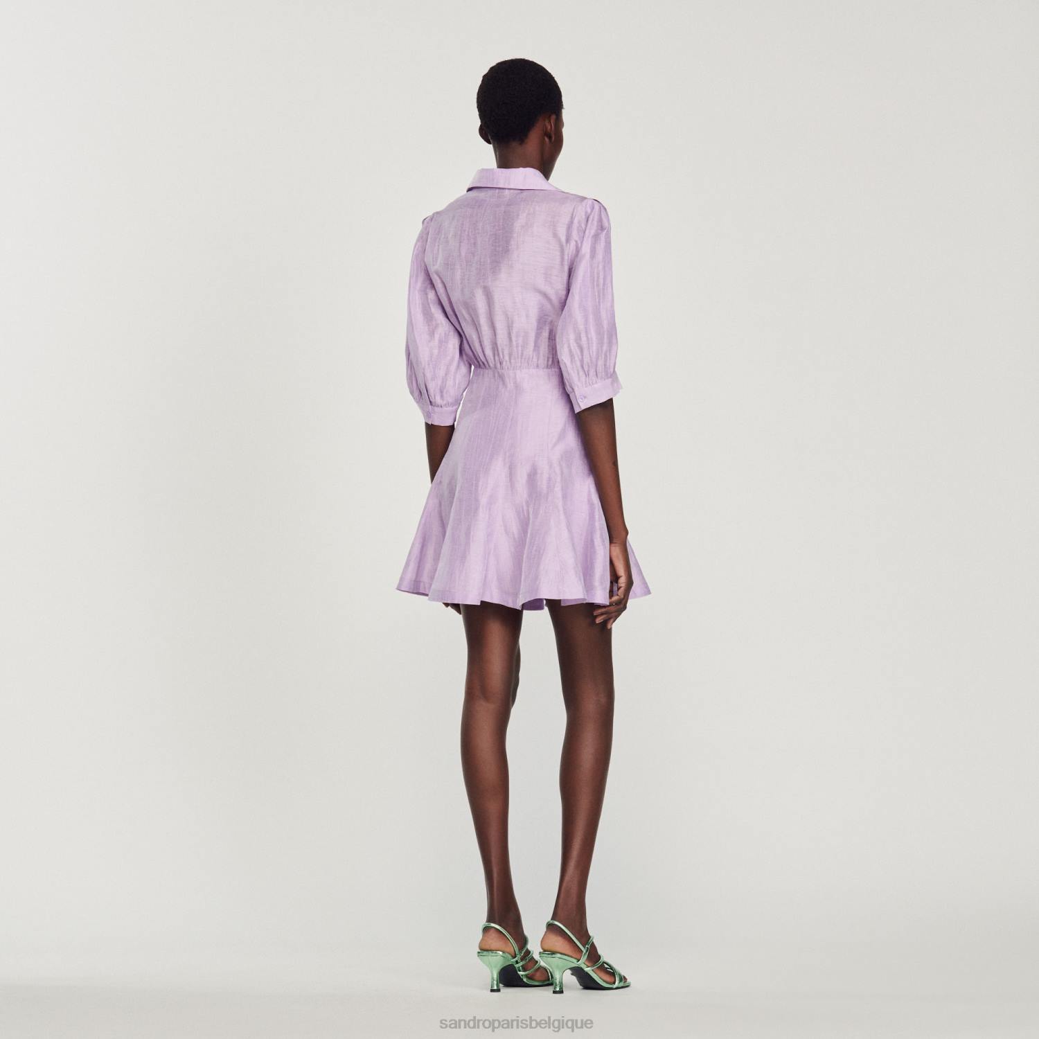 vêtements Sandro Paris robe courte ouverte mauve femmes XLXD359