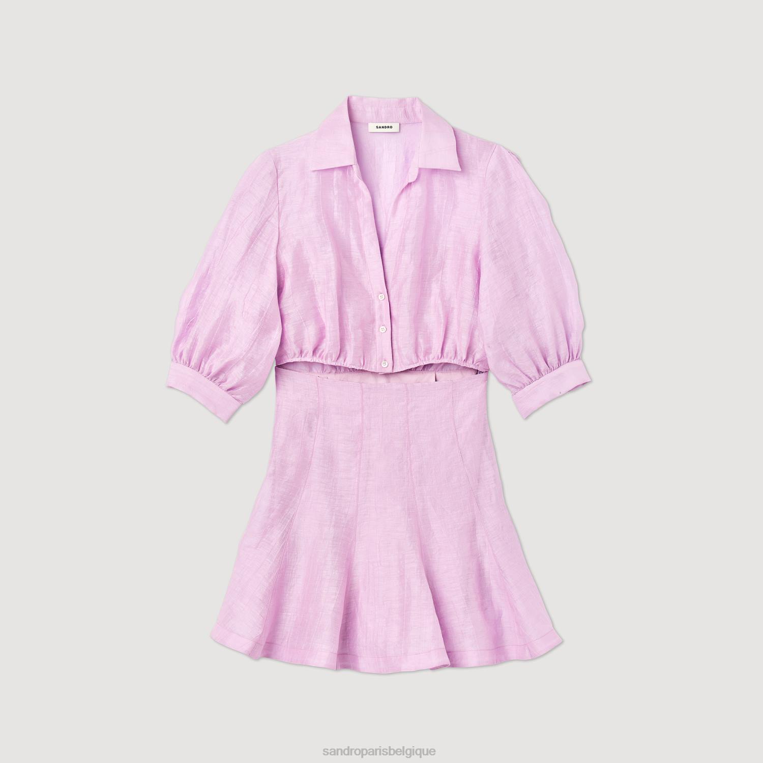 vêtements Sandro Paris robe courte ouverte mauve femmes XLXD359