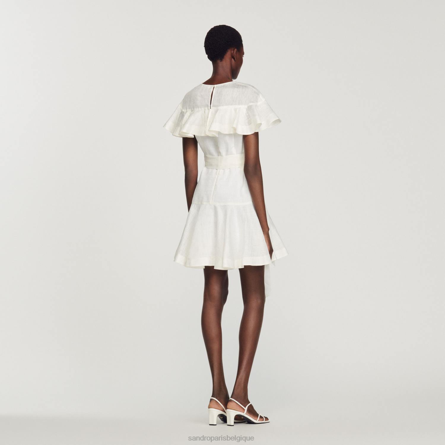 vêtements Sandro Paris robe courte à volants blanc femmes XLXD409