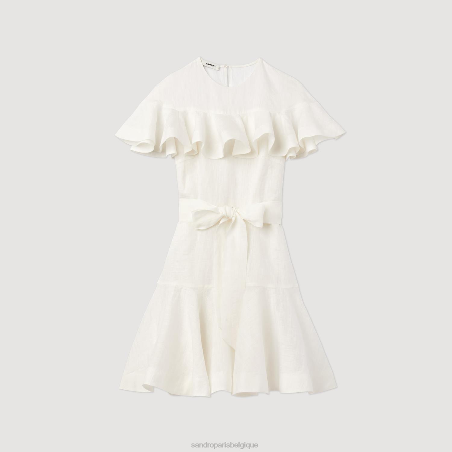 vêtements Sandro Paris robe courte à volants blanc femmes XLXD409