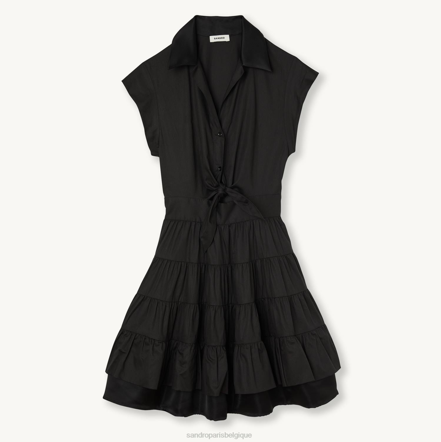 vêtements Sandro Paris robe courte à volants noir femmes XLXD212