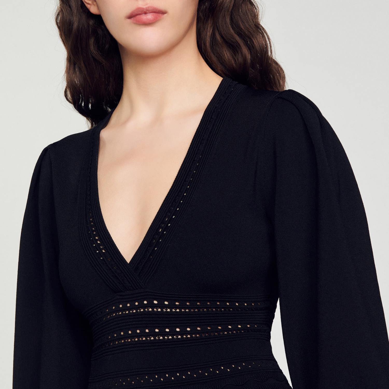 vêtements Sandro Paris robe courte à volants noir femmes XLXD426