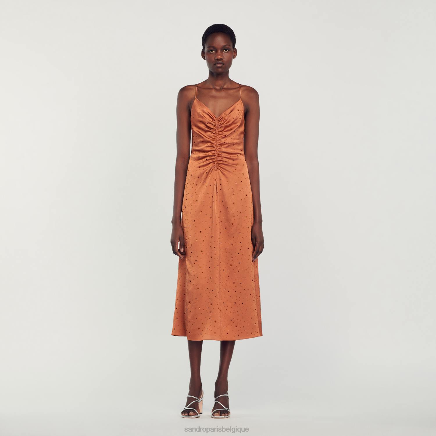 vêtements Sandro Paris robe en strass brun femmes XLXD81