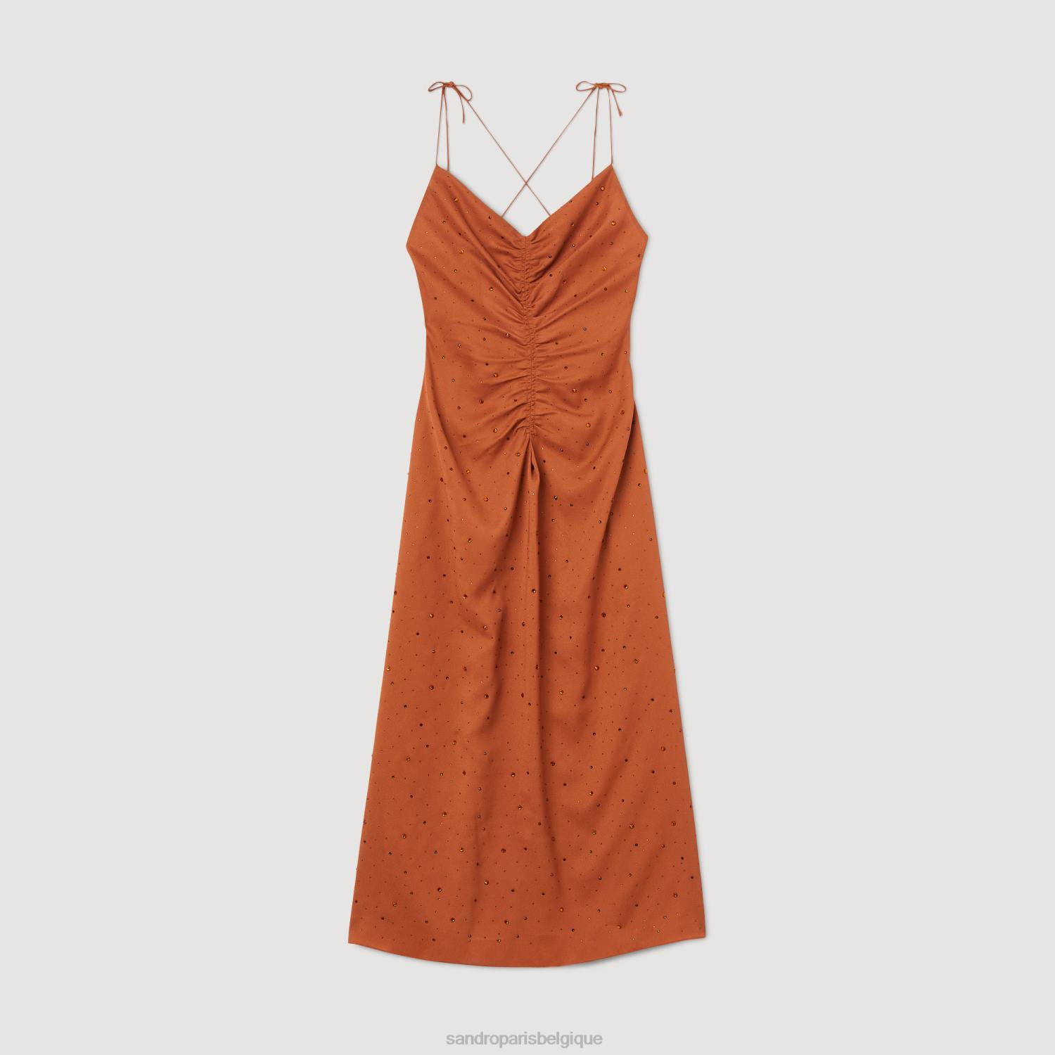 vêtements Sandro Paris robe en strass brun femmes XLXD81