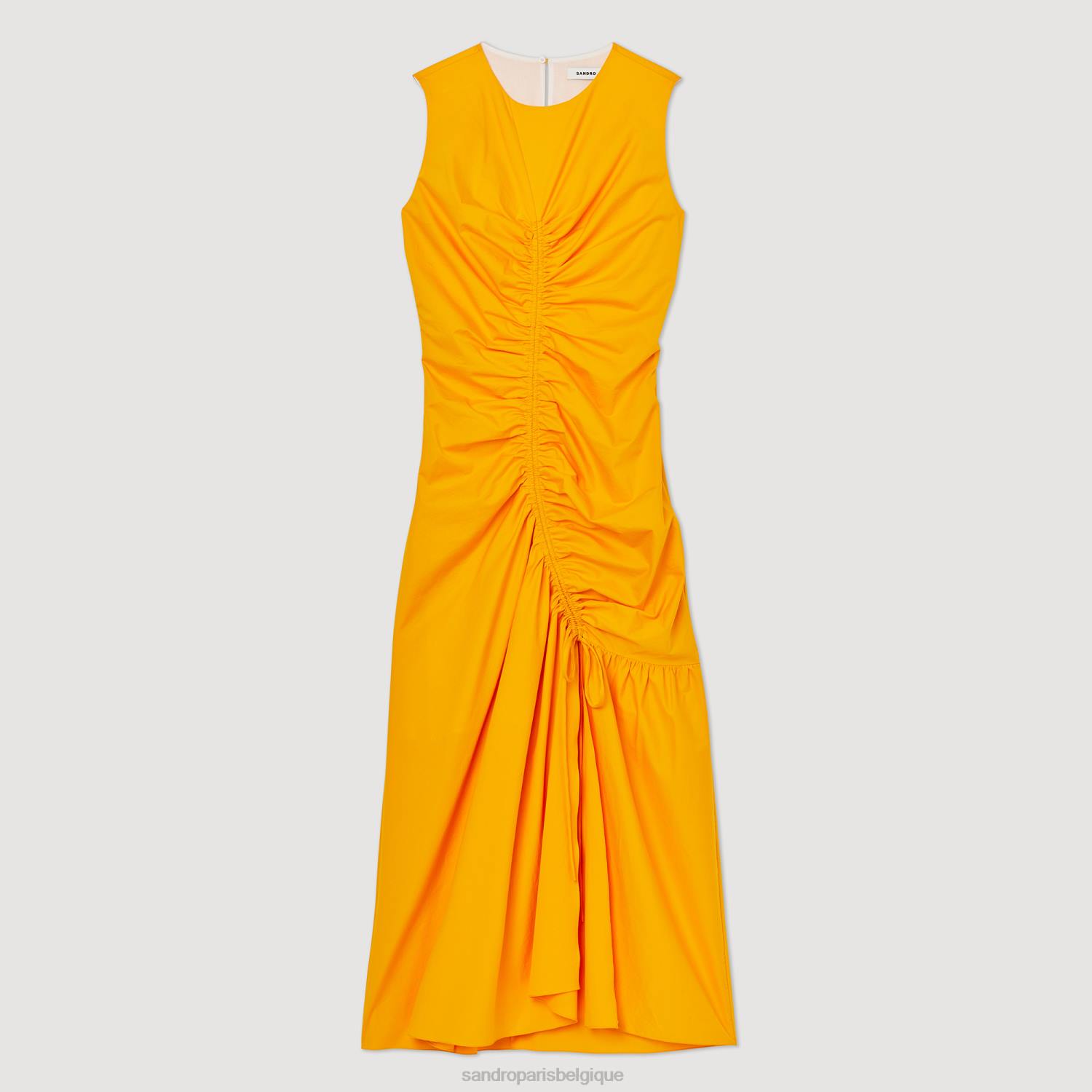 vêtements Sandro Paris robe longue froncée orange acide femmes XLXD445