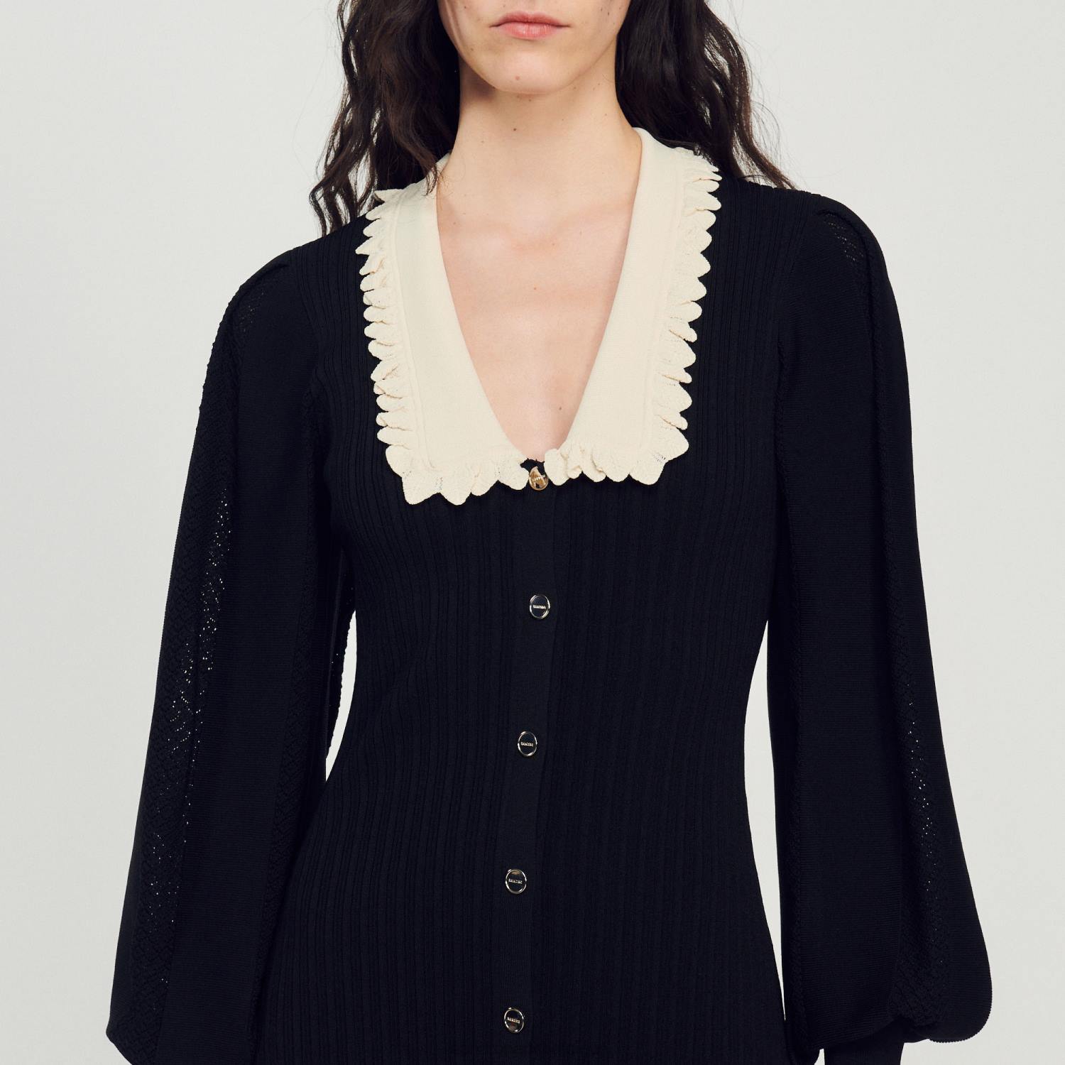 vêtements Sandro Paris robe longue à manches longues noir femmes XLXD103