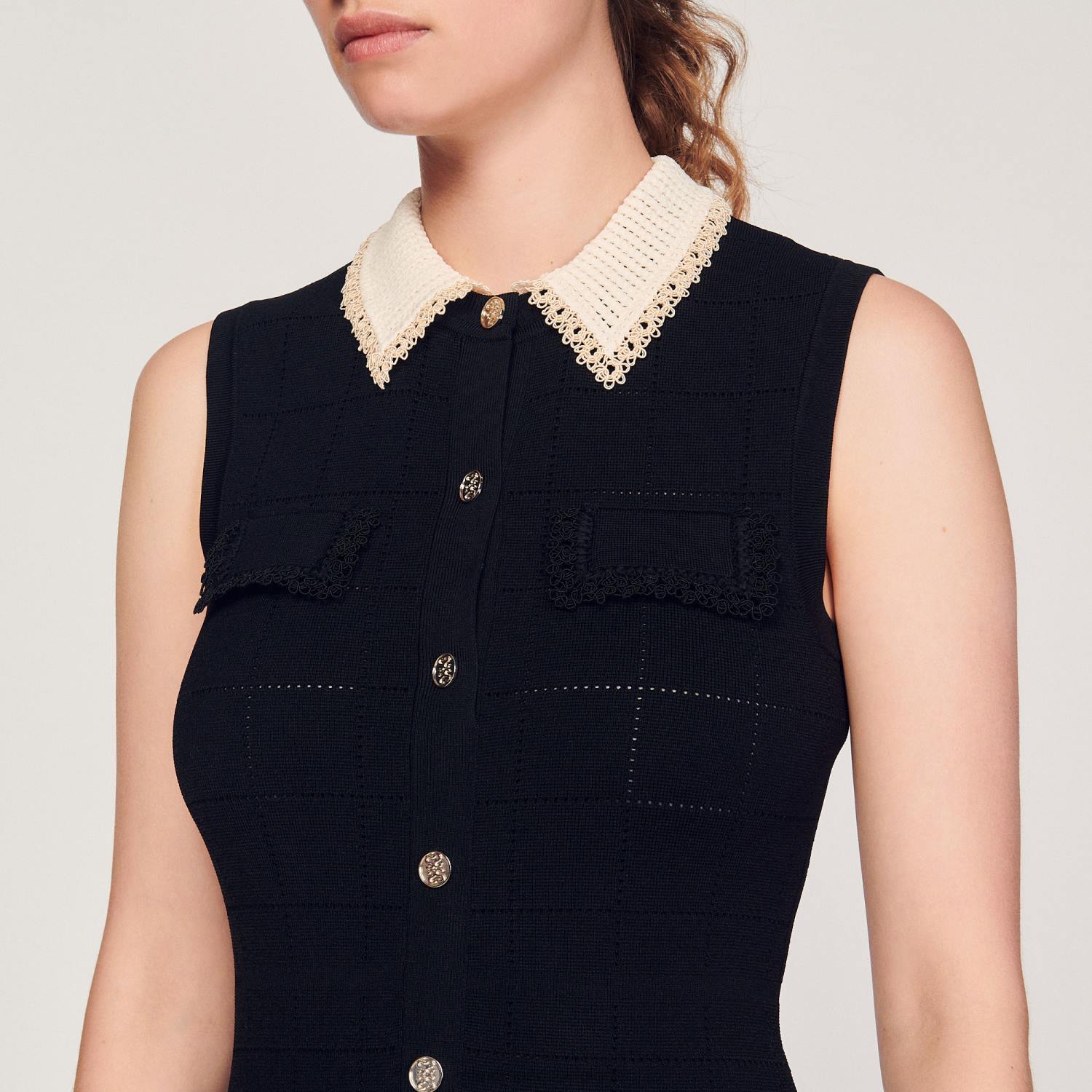 vêtements Sandro Paris robe longue sans manches noir femmes XLXD229