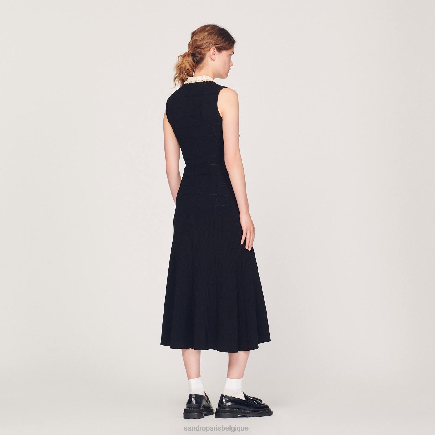 vêtements Sandro Paris robe longue sans manches noir femmes XLXD229