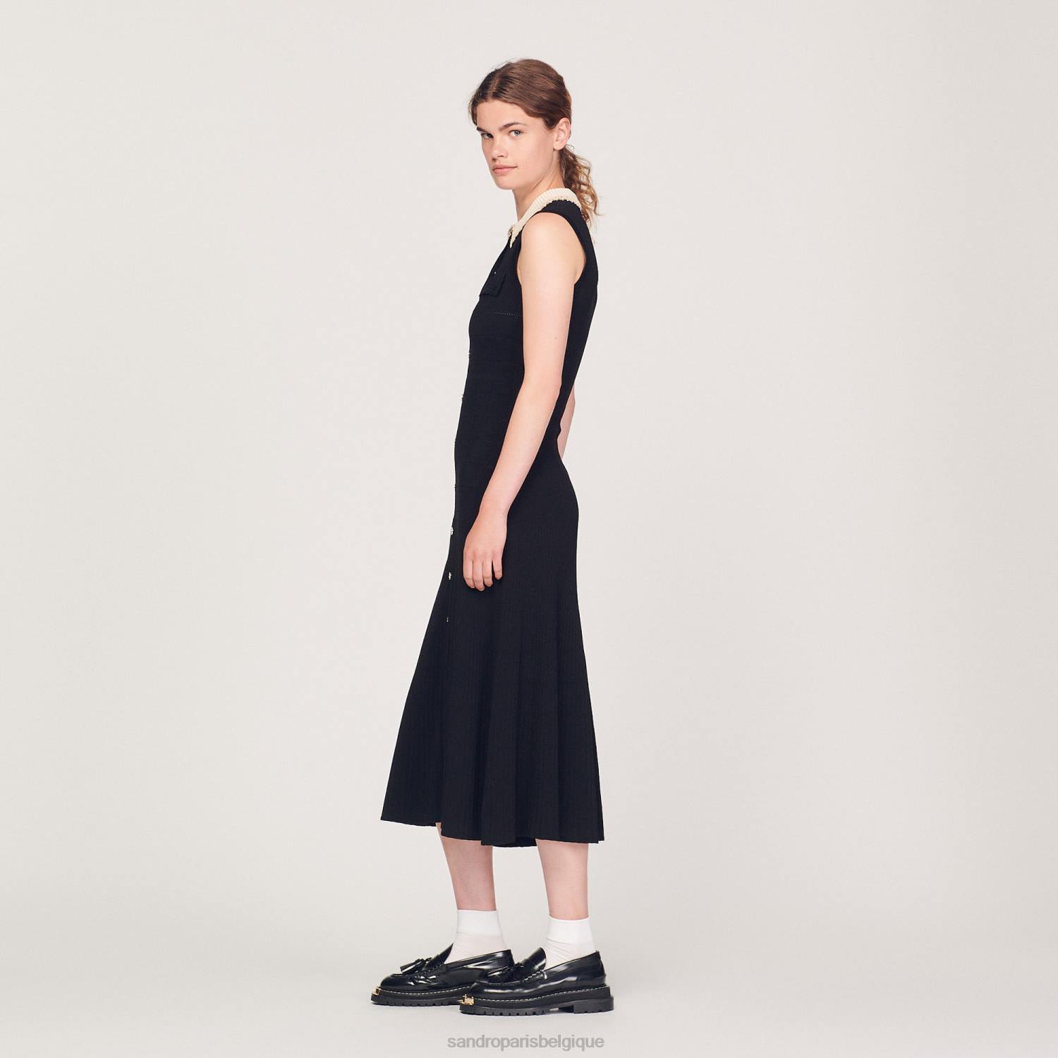 vêtements Sandro Paris robe longue sans manches noir femmes XLXD229
