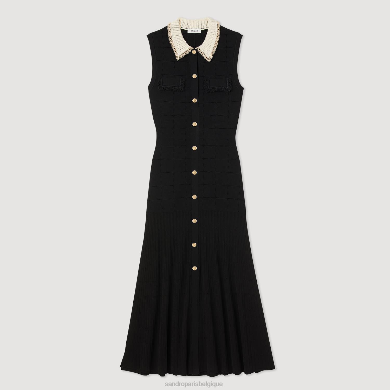 vêtements Sandro Paris robe longue sans manches noir femmes XLXD229