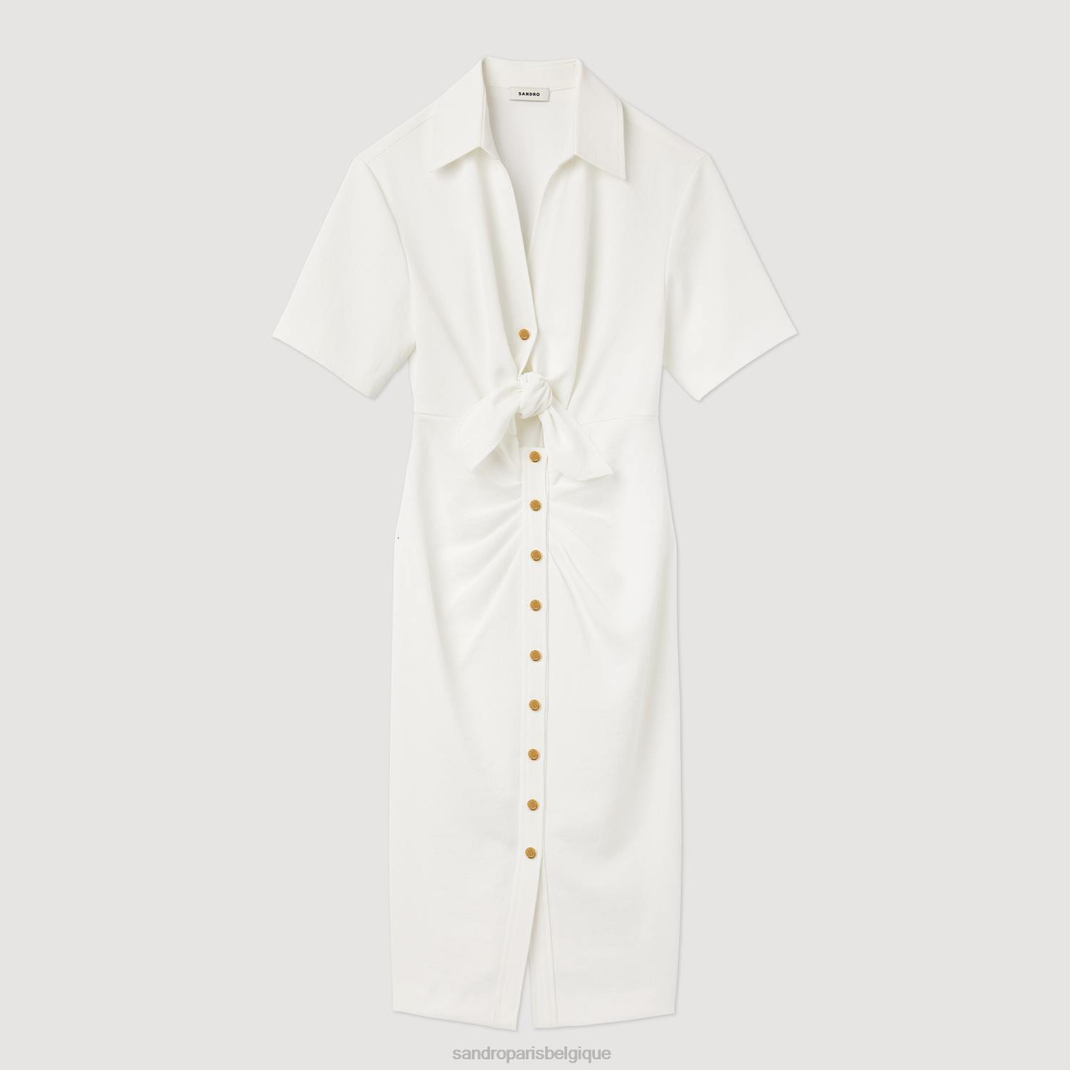 vêtements Sandro Paris robe midi boutonnée écru femmes XLXD242