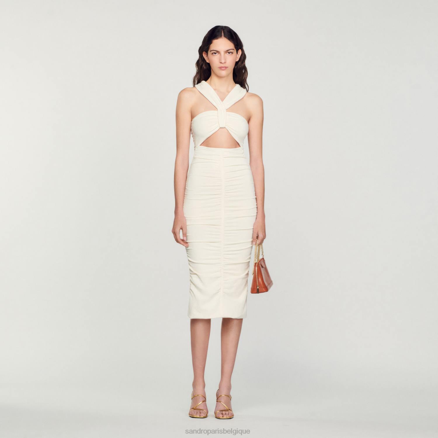 vêtements Sandro Paris robe tricotée écru femmes XLXD368