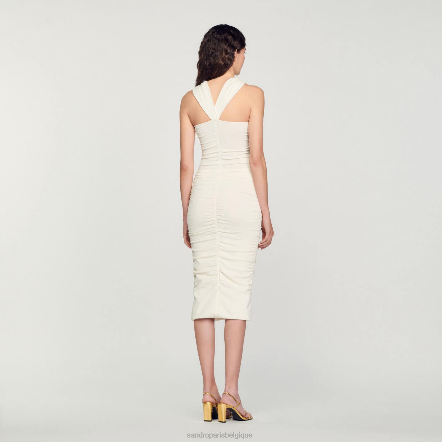 vêtements Sandro Paris robe tricotée écru femmes XLXD368