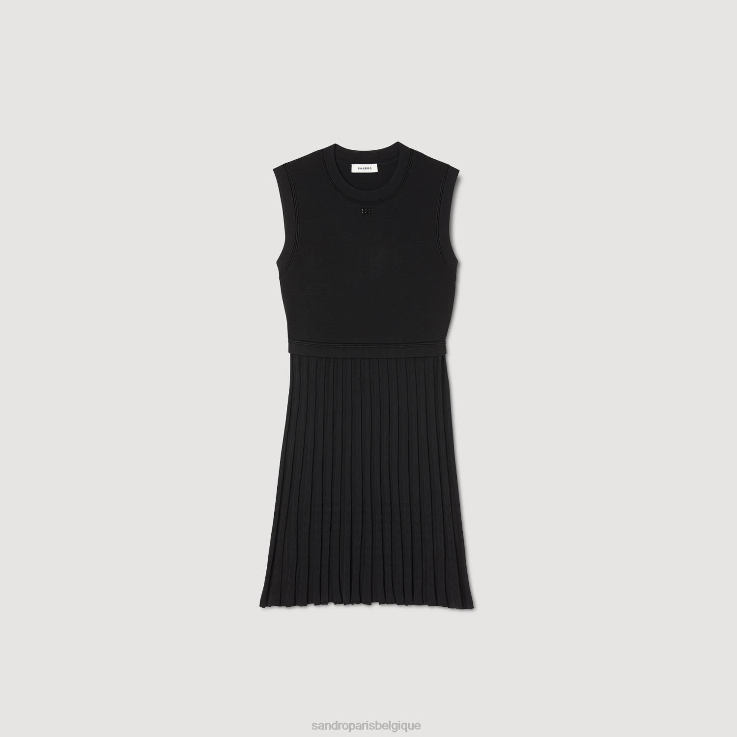 vêtements Sandro Paris robe tricotée noir femmes XLXD10
