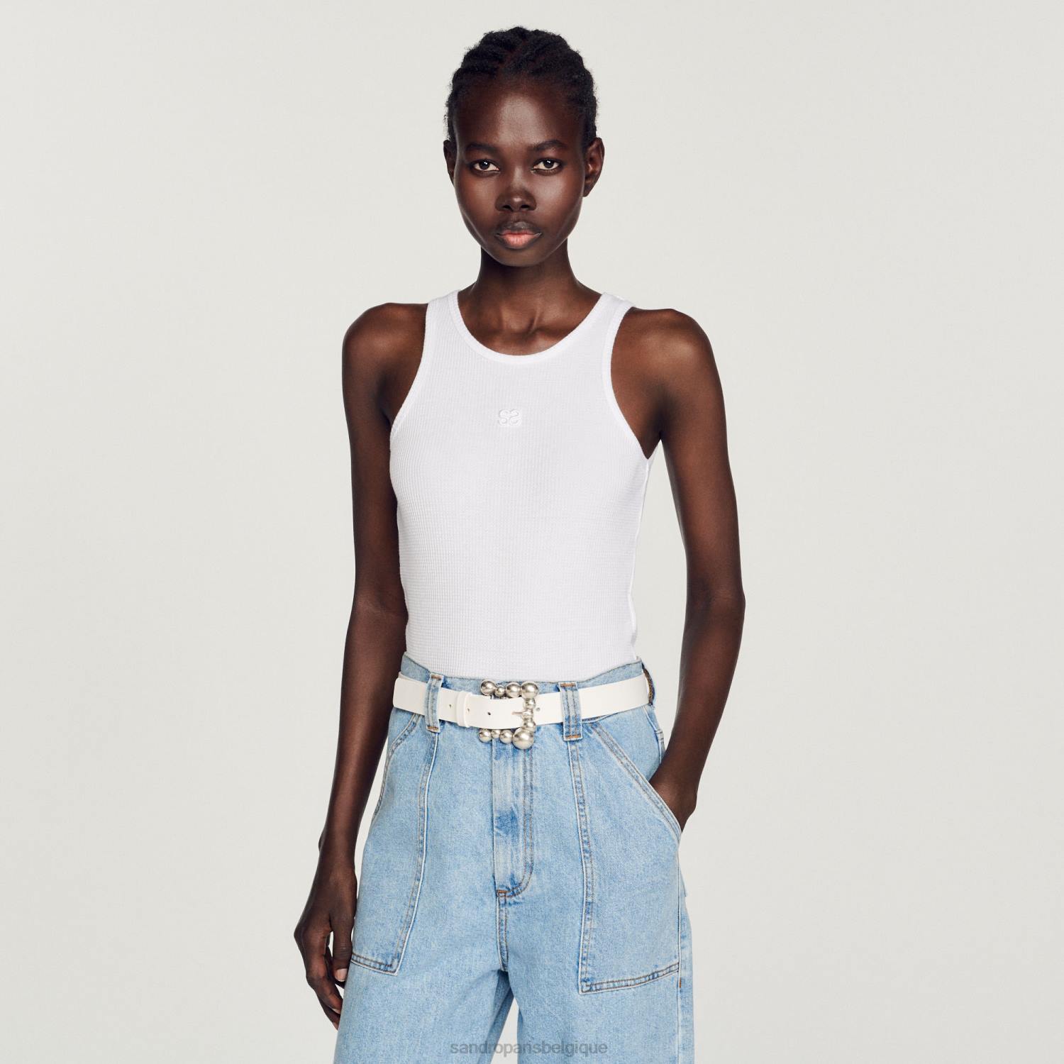 vêtements Sandro Paris débardeur à logo double blanc femmes XLXD222