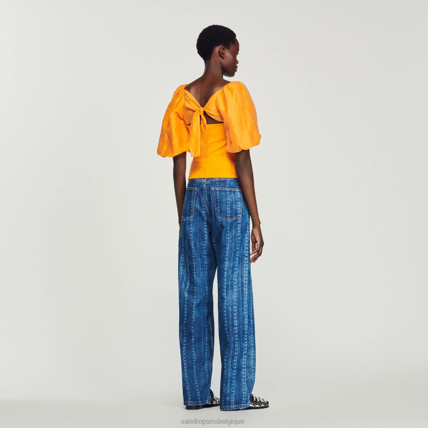 vêtements Sandro Paris dessus en double tissu orange femmes XLXD218