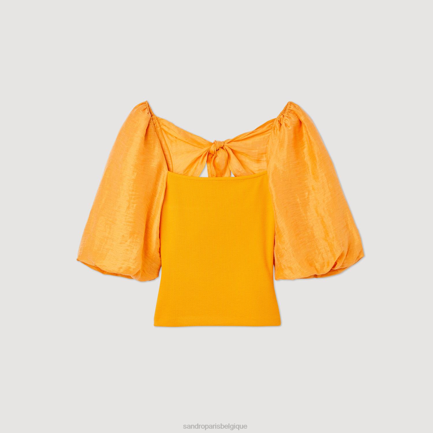 vêtements Sandro Paris dessus en double tissu orange femmes XLXD218