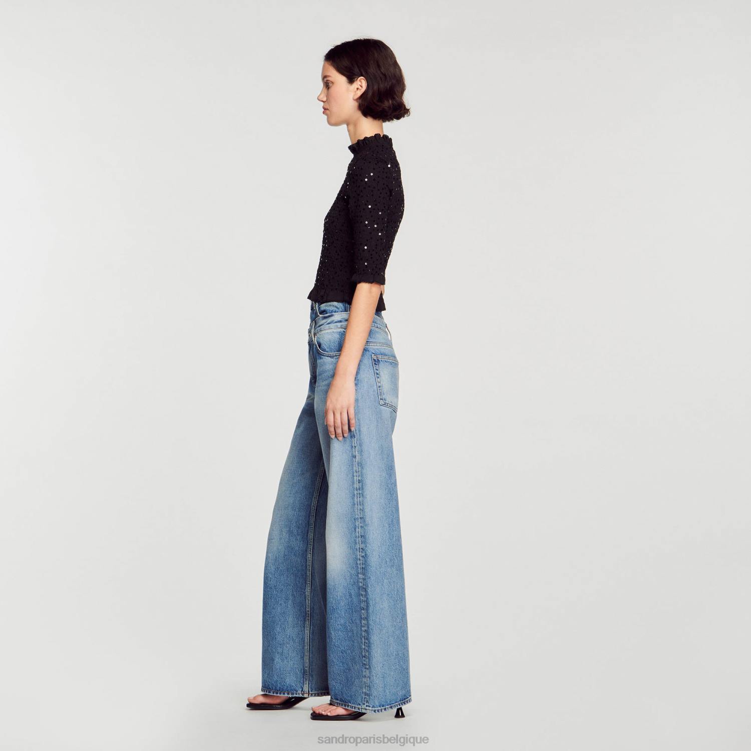 vêtements Sandro Paris haut à paillettes noir femmes XLXD27