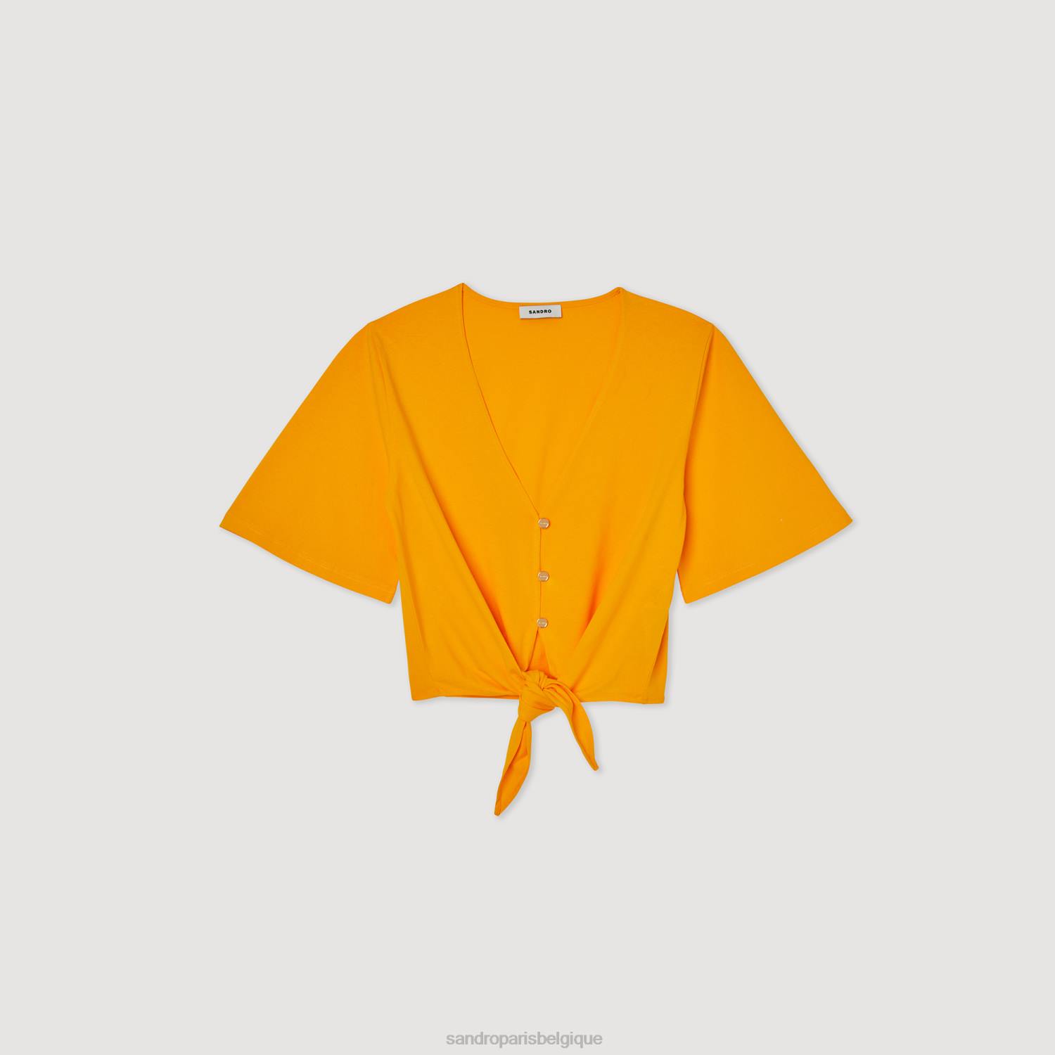 vêtements Sandro Paris t-shirt court bijou orange femmes XLXD202