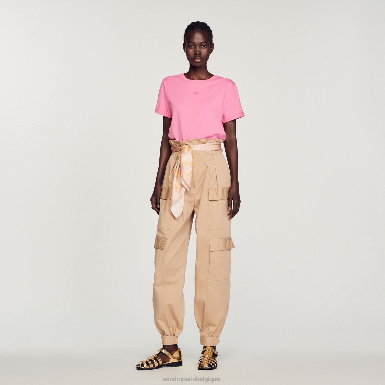 vêtements Sandro Paris t-shirt double s rose femmes XLXD234