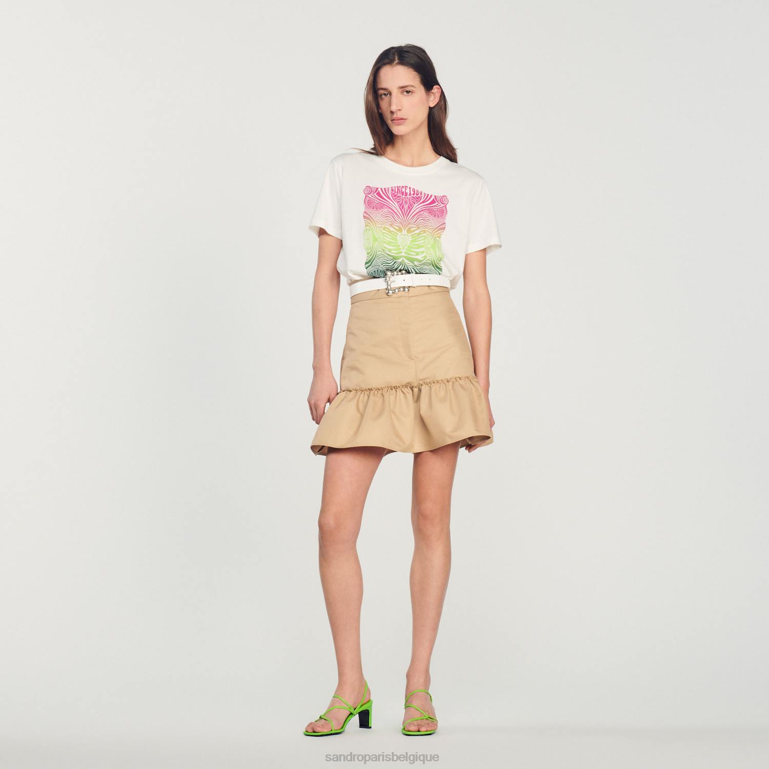 vêtements Sandro Paris t-shirt floqué écru femmes XLXD312