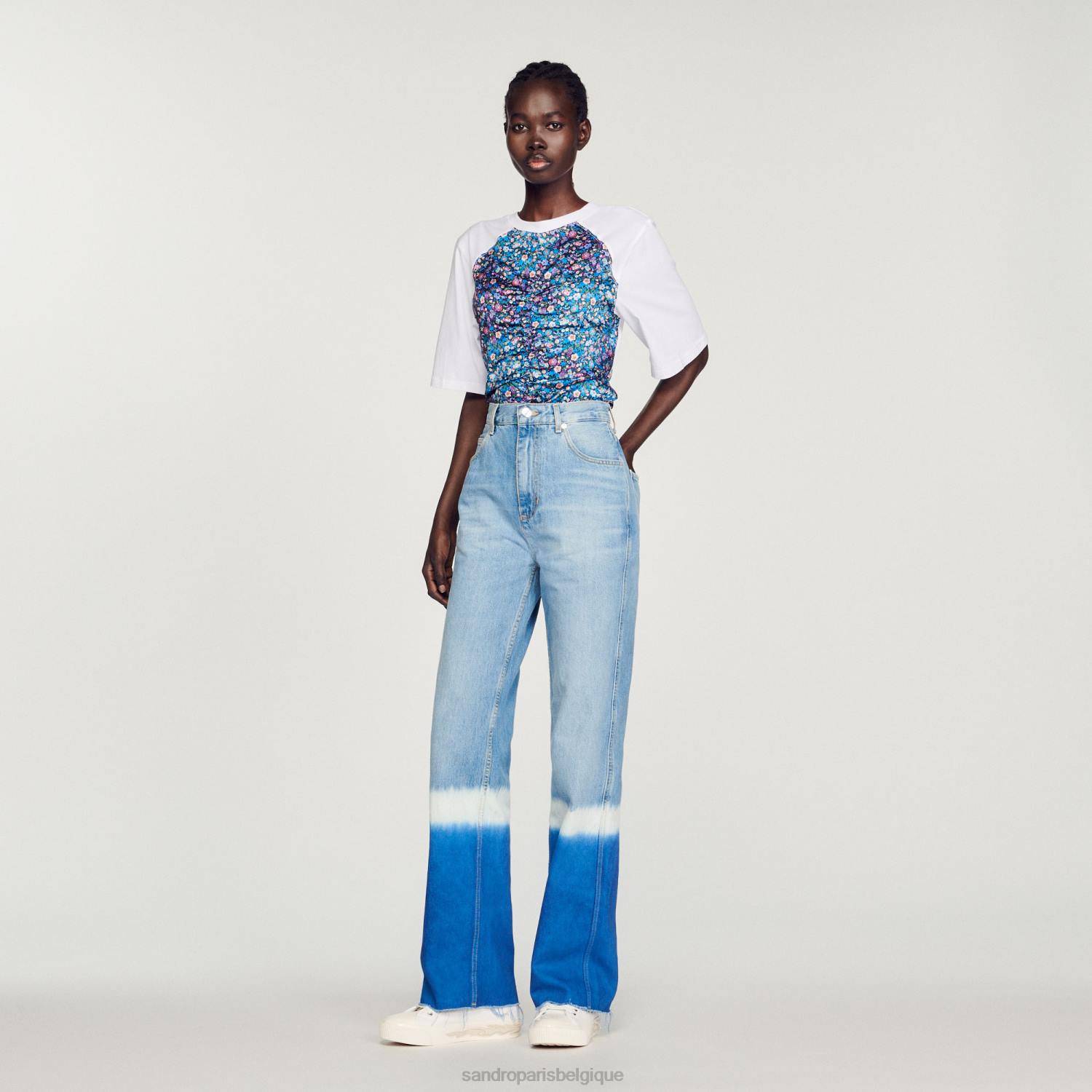 vêtements Sandro Paris t-shirt à imprimé foulard blanc femmes XLXD279