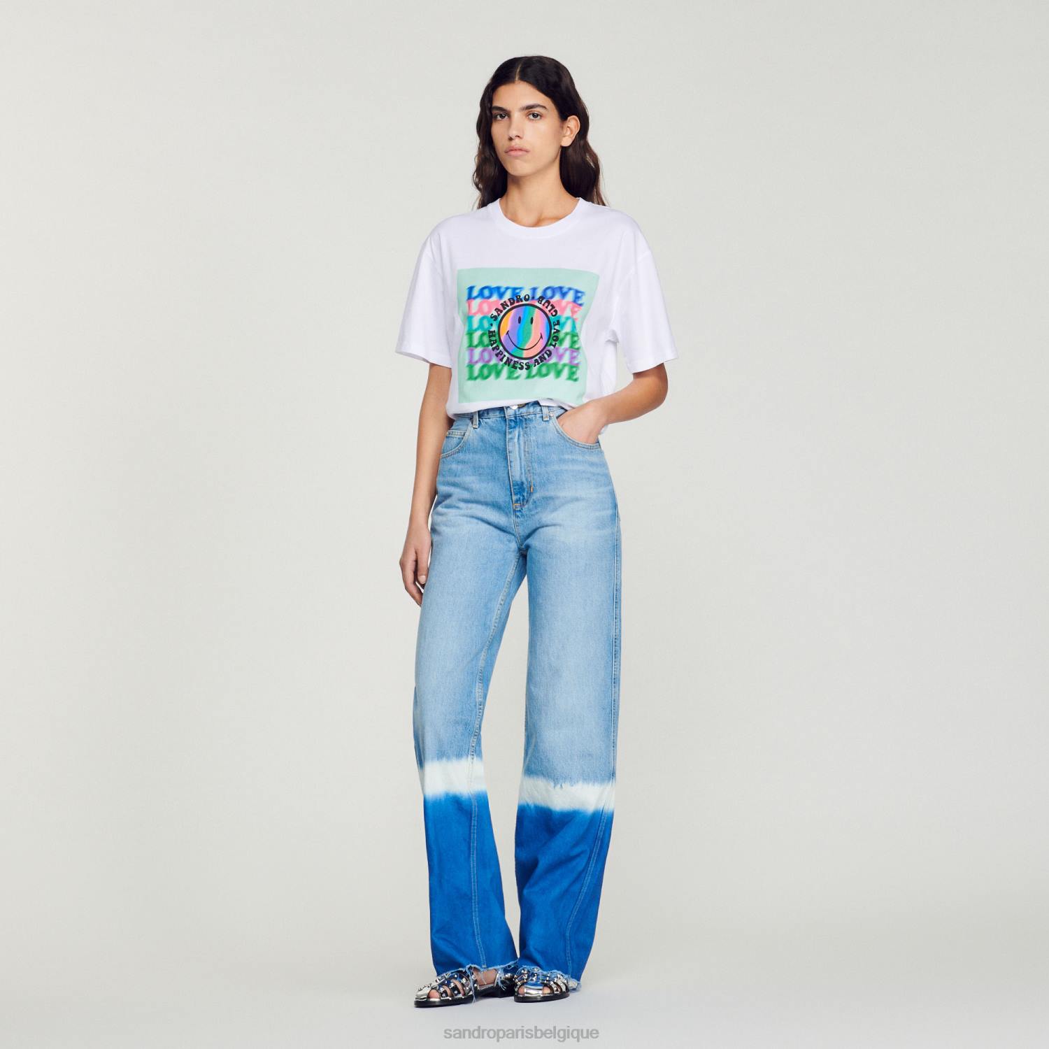 vêtements Sandro Paris t-shirt souriant blanc femmes XLXD209